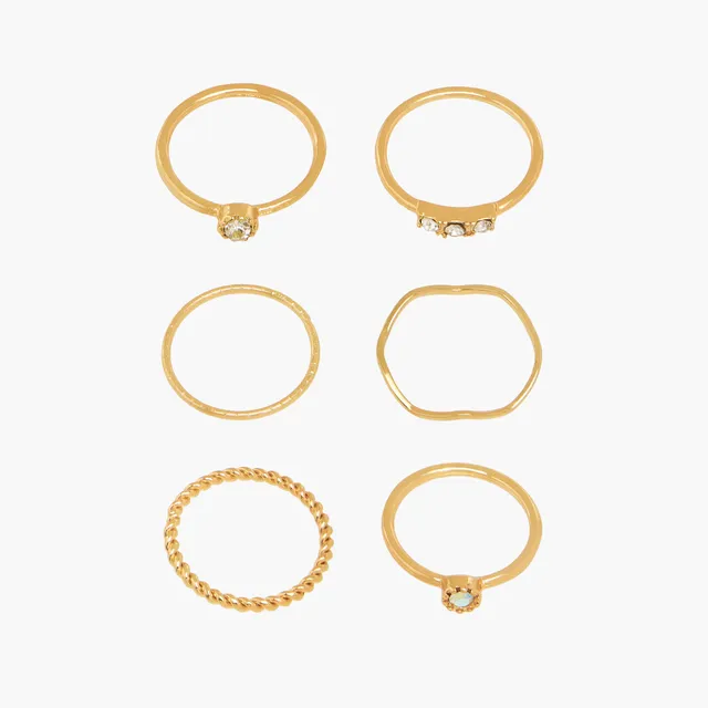 6-Piece Assorted Ring Sets Gold Tone