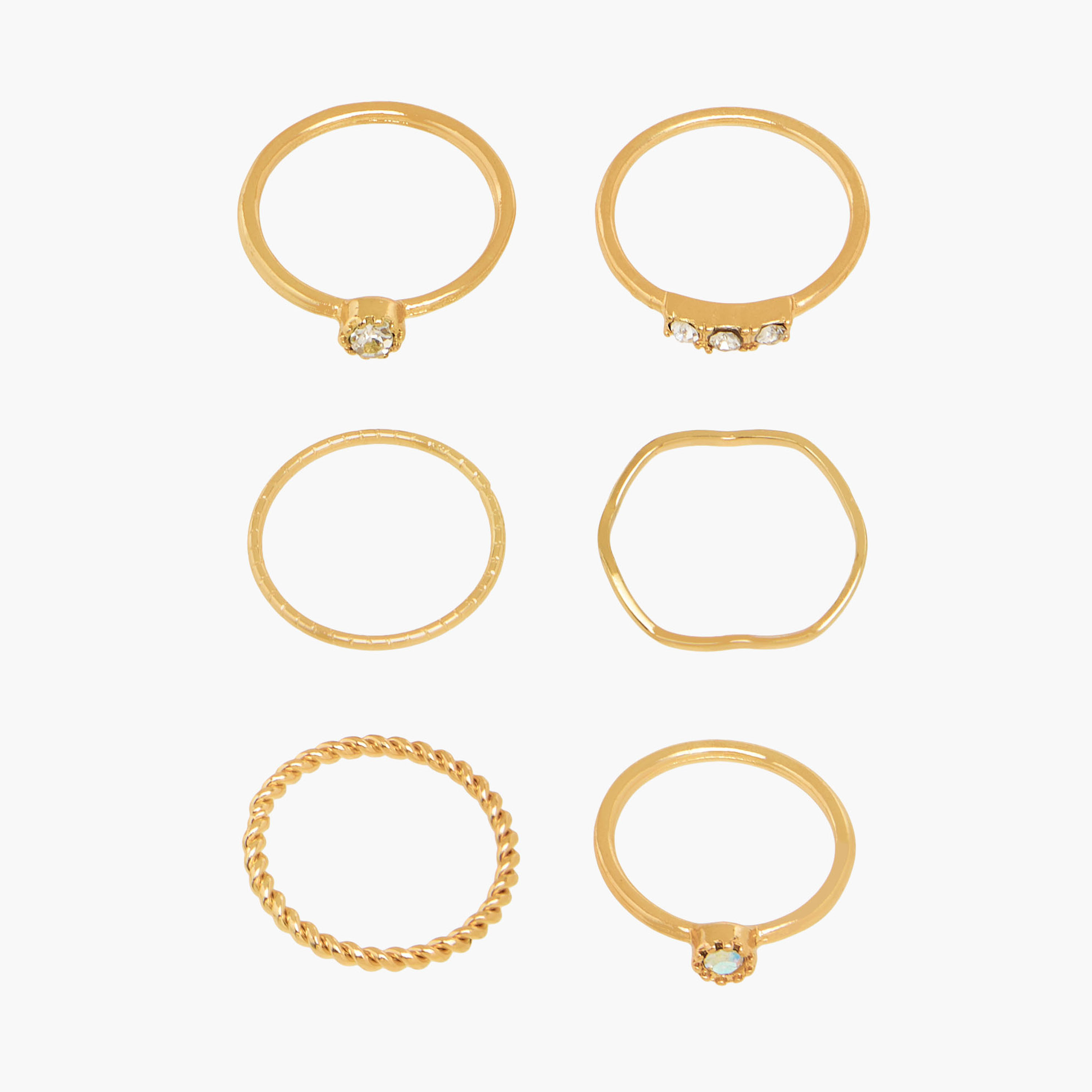 6-Piece Ring Sets Gold Tone