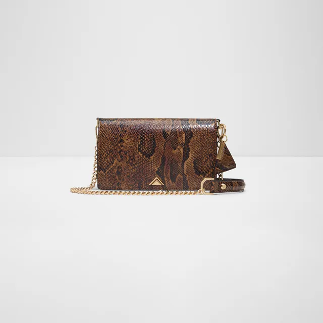 Aldo Lilyth Animal Print Crossbody Bag with Flap Closure and Chain Strap