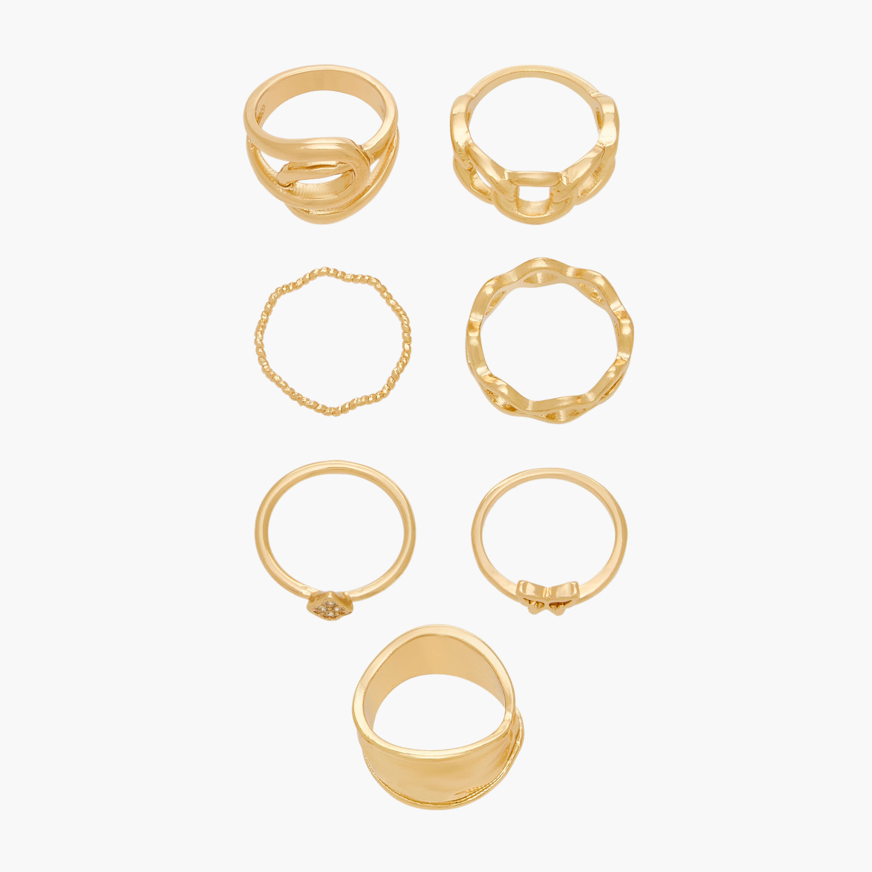 Assorted Metal 7-Piece Ring Set
