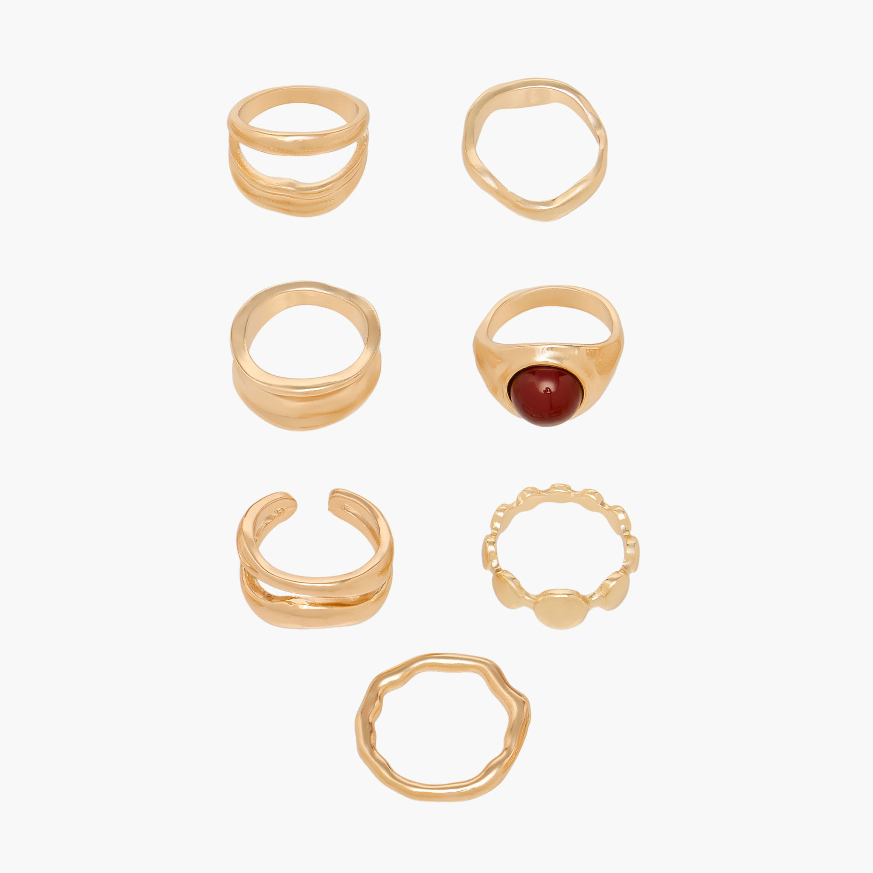 Assorted Gold Tone Ring - Set of 7