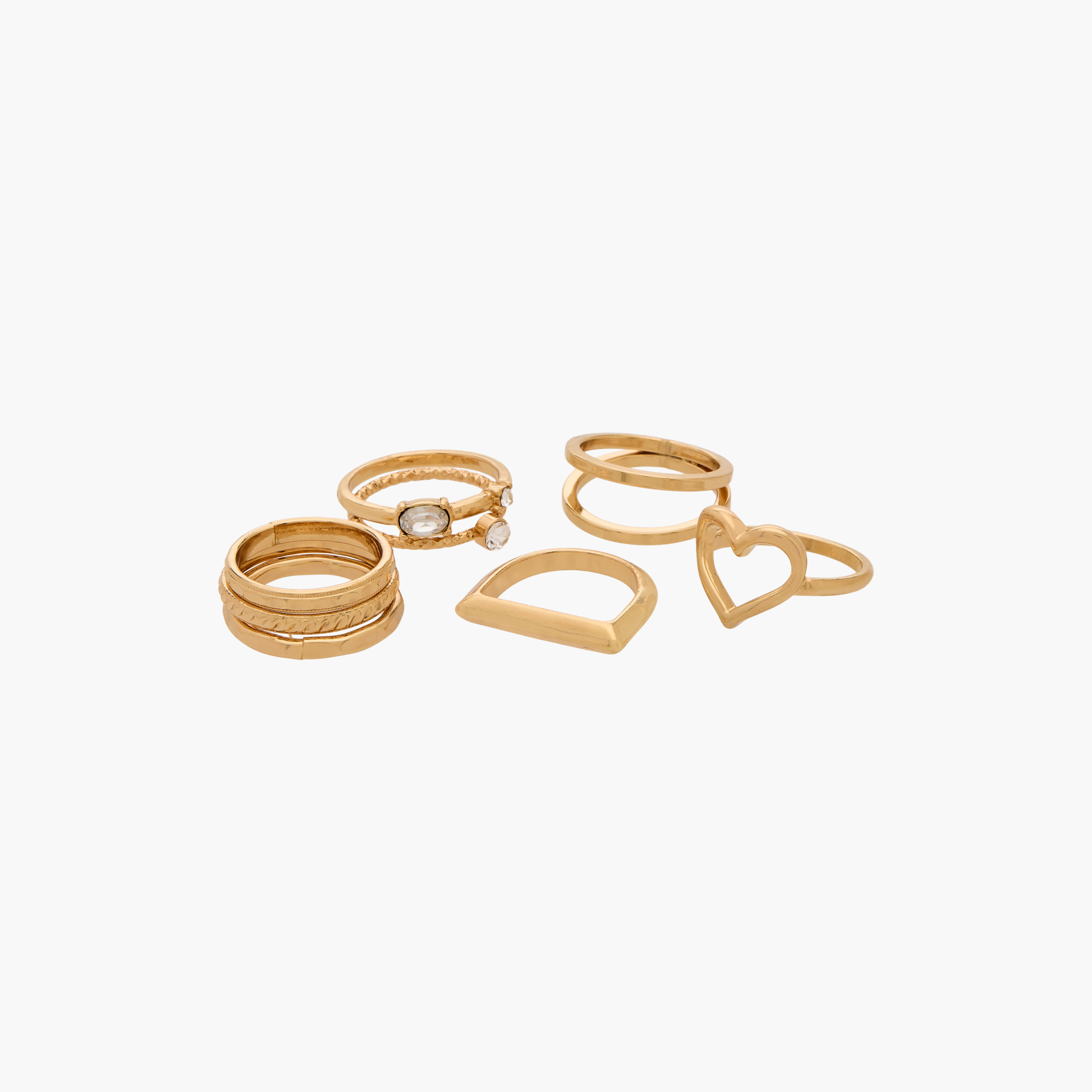 Assorted Gold Tone Ring - Set of 8