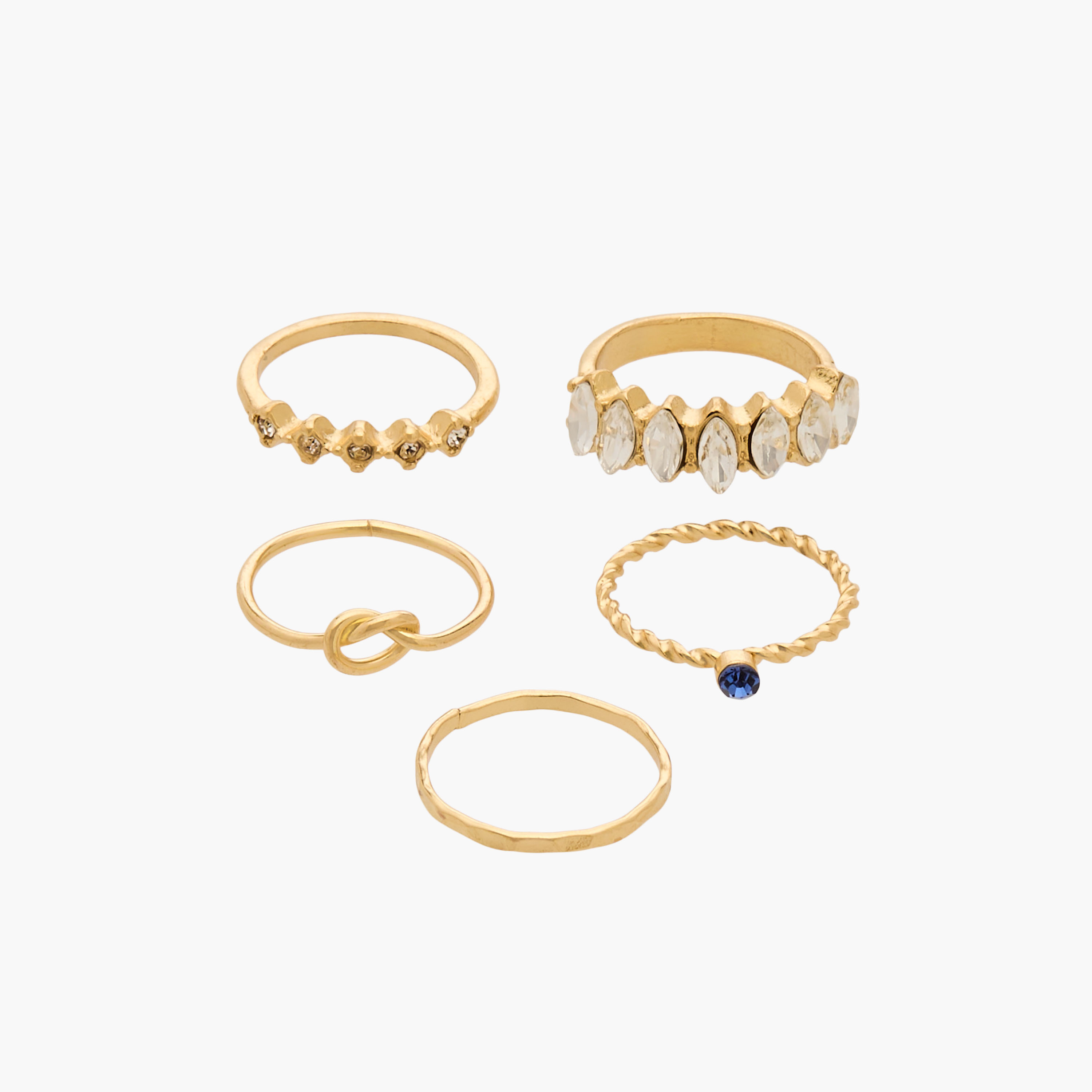 5-Piece Ring Set Gold Tone
