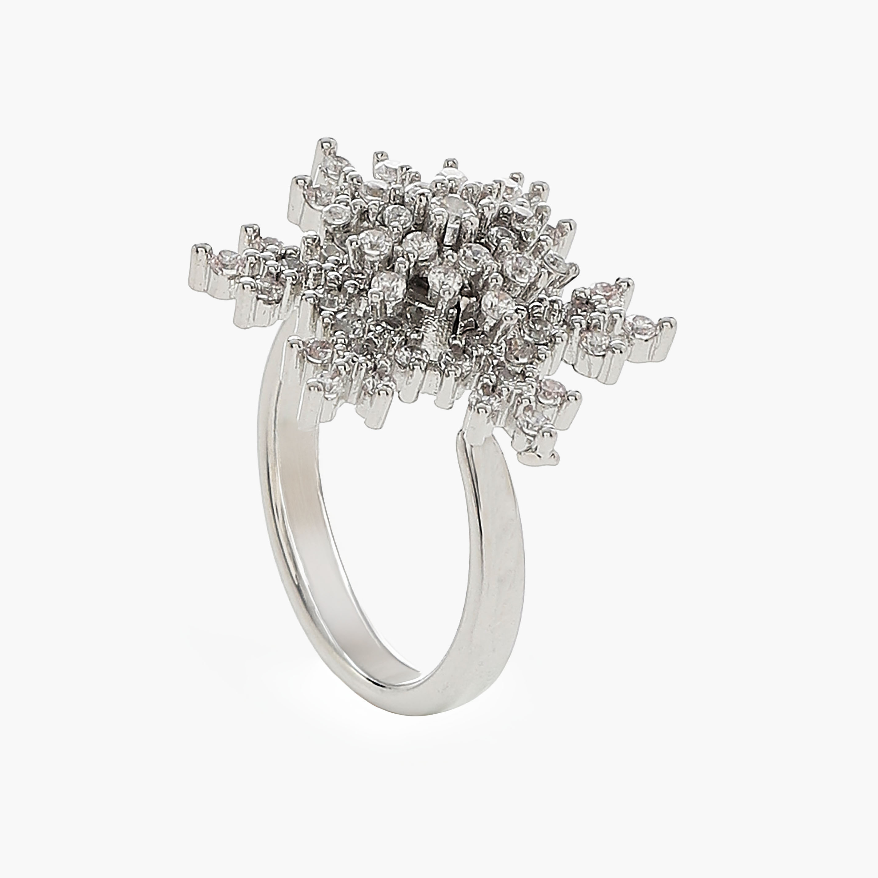Metallic Embellished Snowflake Adjustable Ring