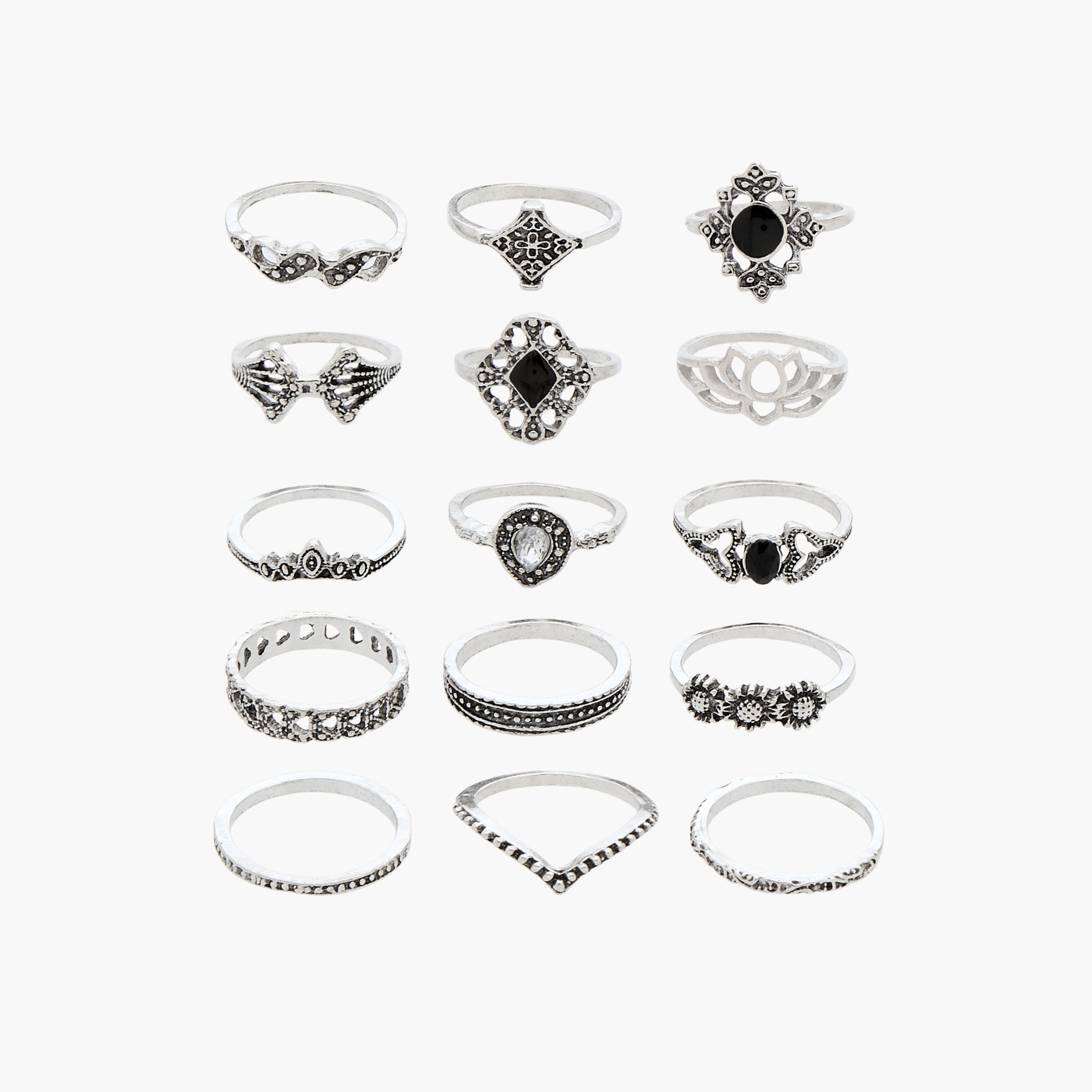 15-Pack Assorted Metal Ring Sets