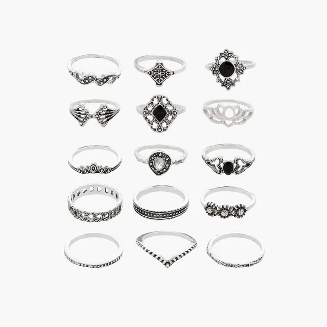 15-Pack Assorted Metal Ring Sets