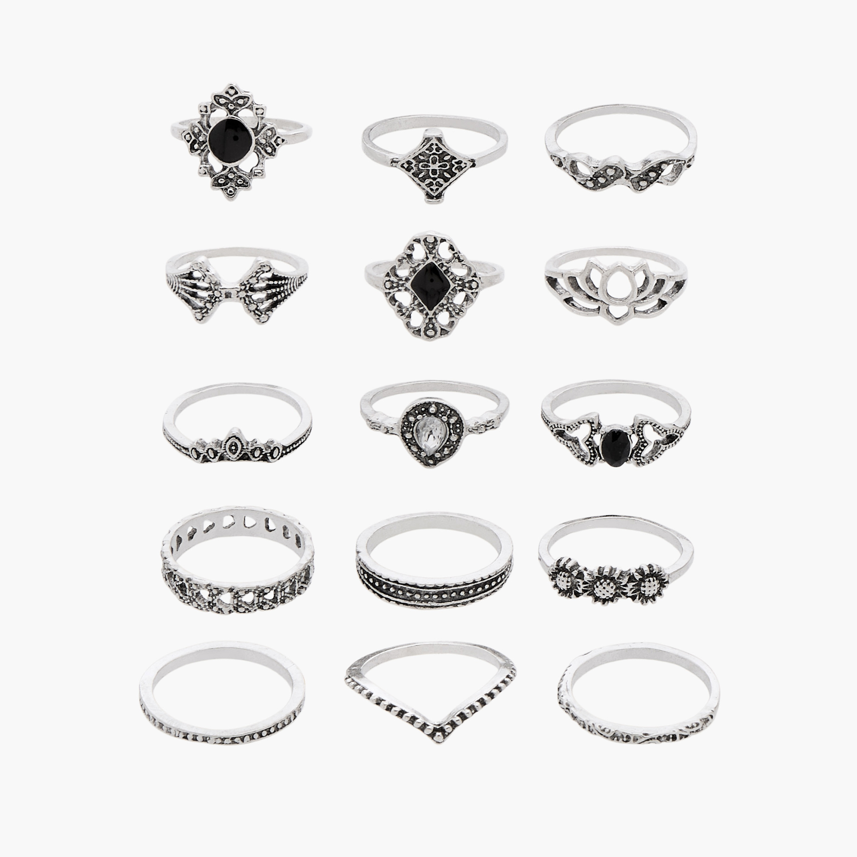 15-Pack Assorted Metal Ring Sets