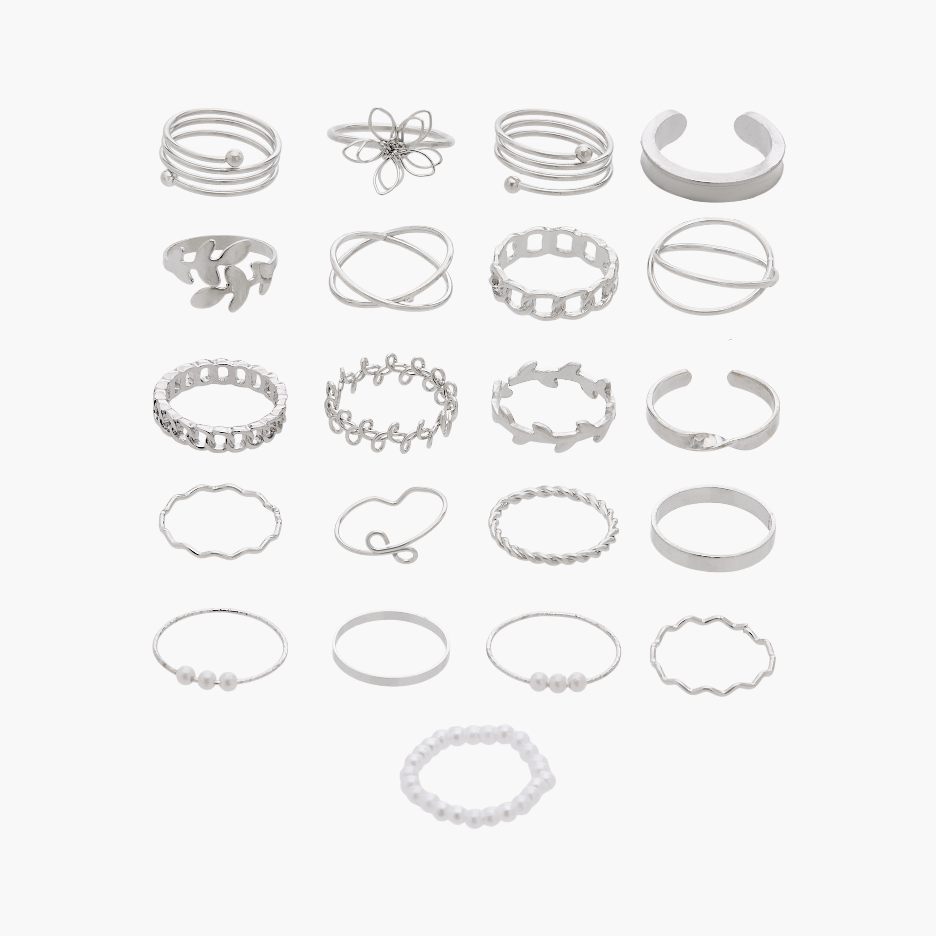 21 Pc Cubic Zirconia Metal Assorted Ring Sets
