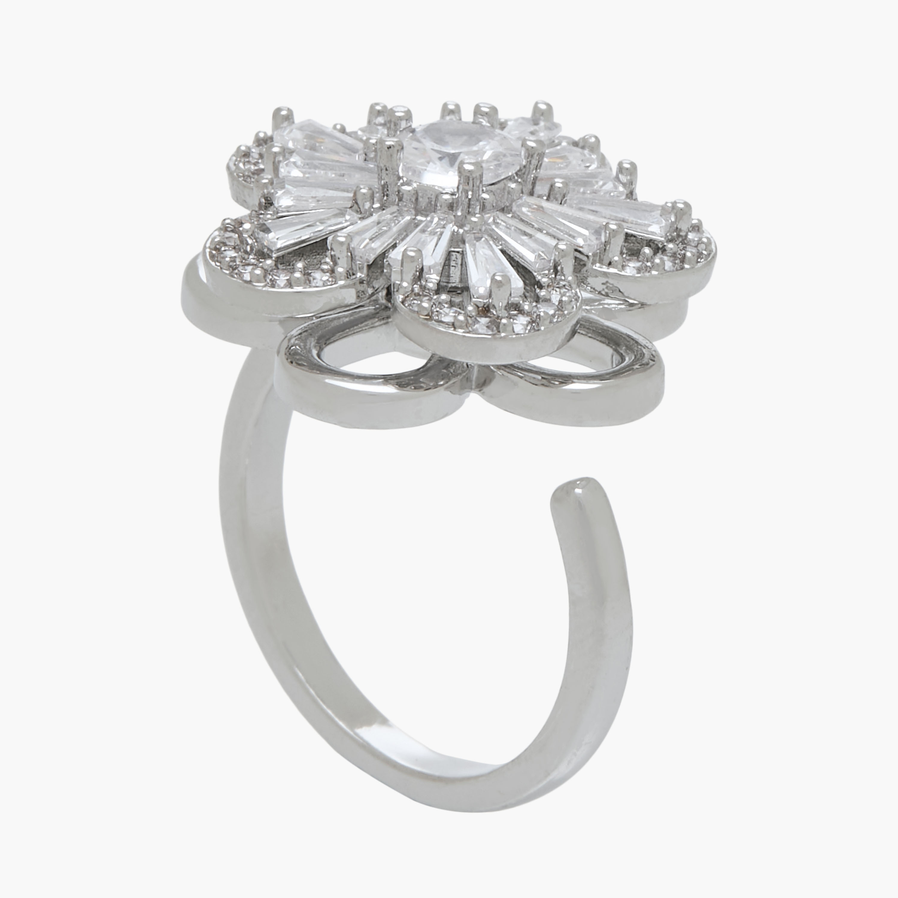 Adjustable Metal Cubic Zirconia Ring