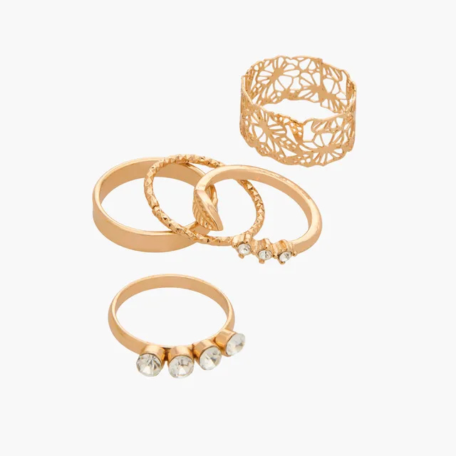 Set of 5 - Assorted Gold Tone Ring – image 2