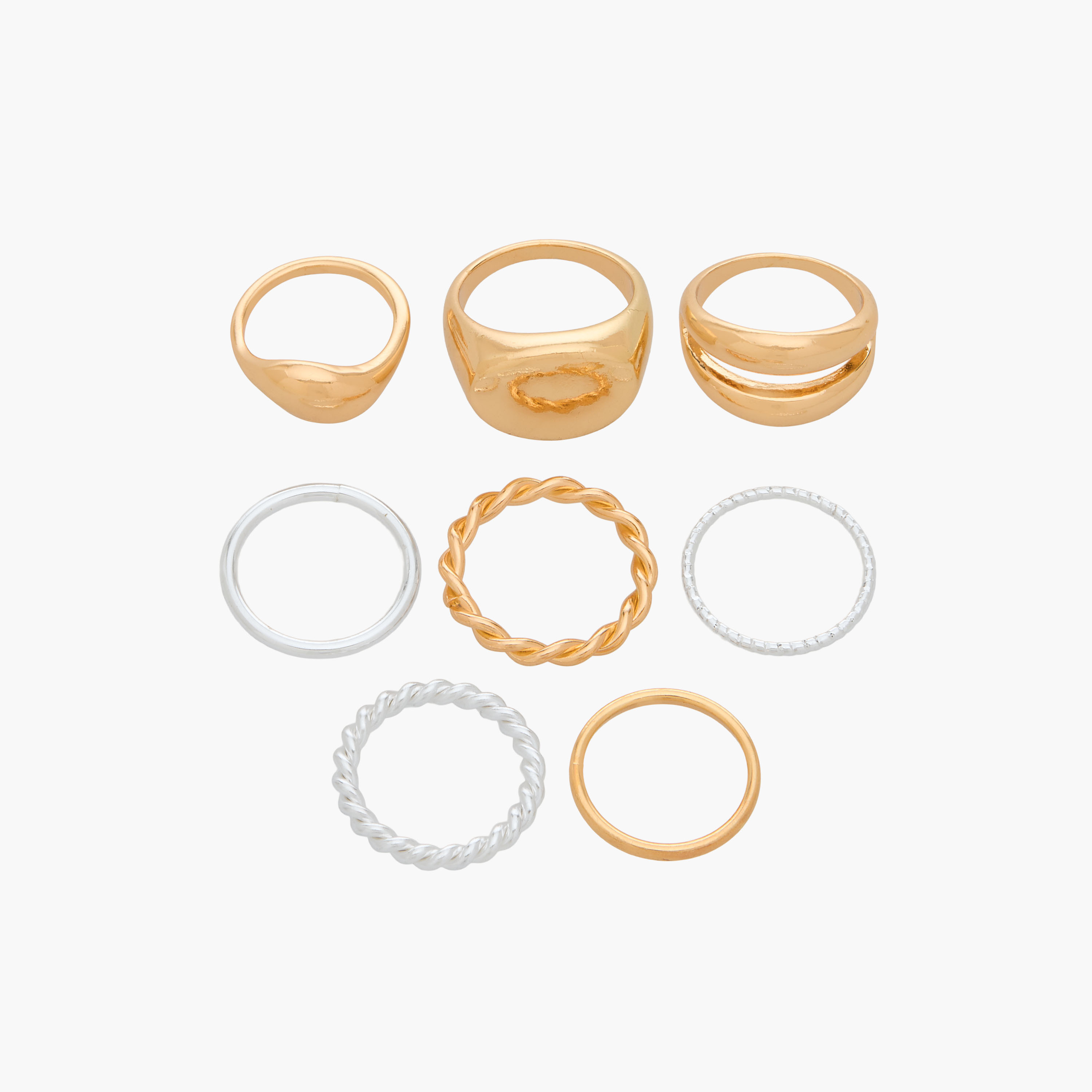 8-Piece Ring Sets Gold Tone