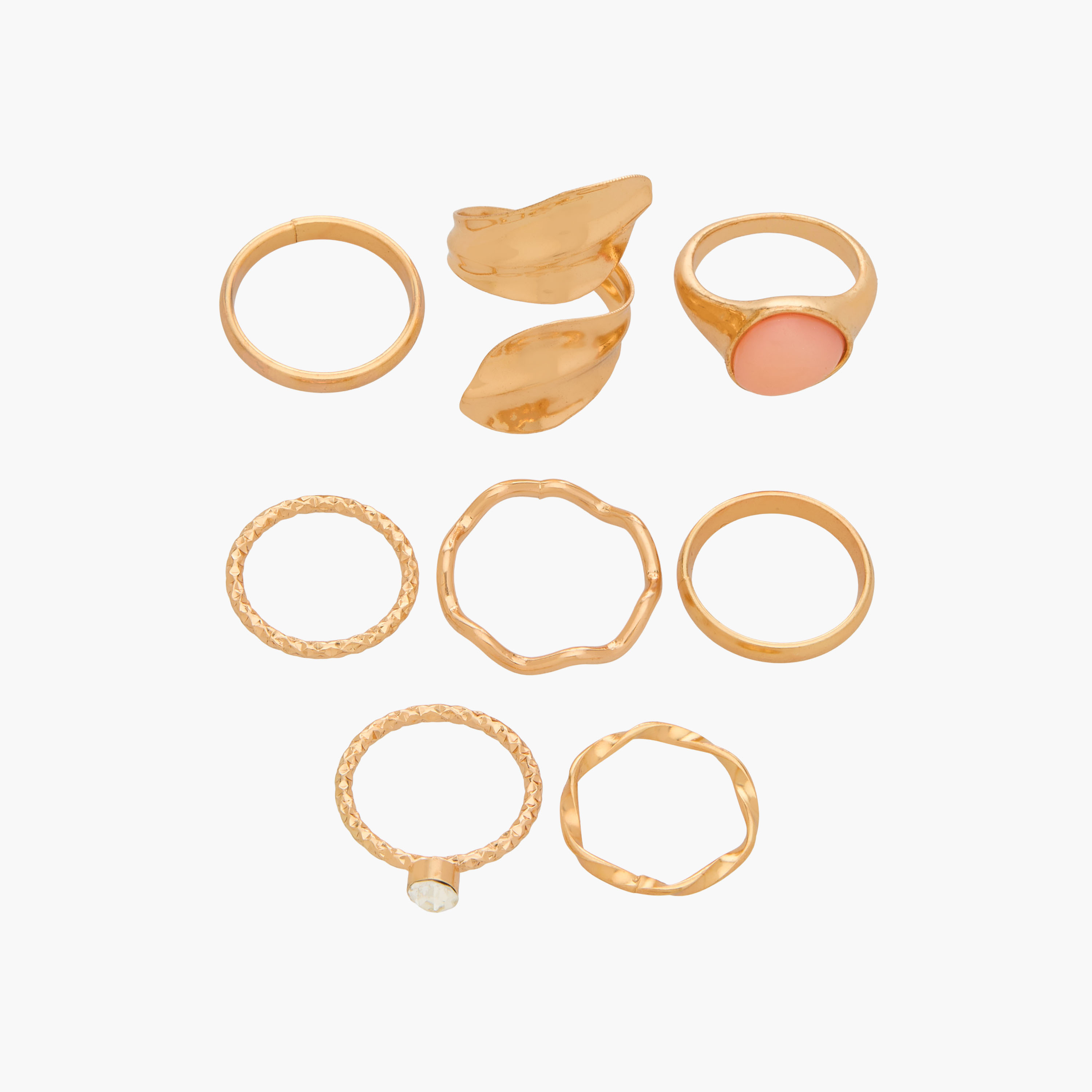 Set of 8 - Assorted Gold Tone Rings