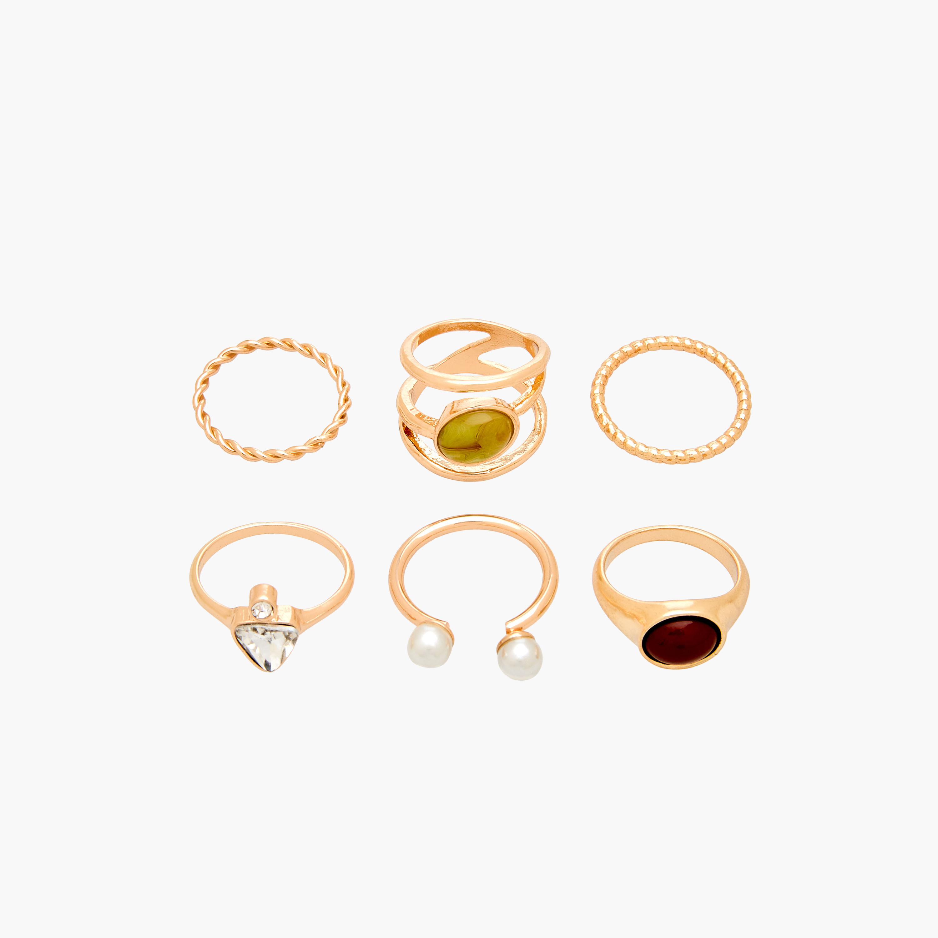 6-Pc Ring Sets Assorted Gold Tone