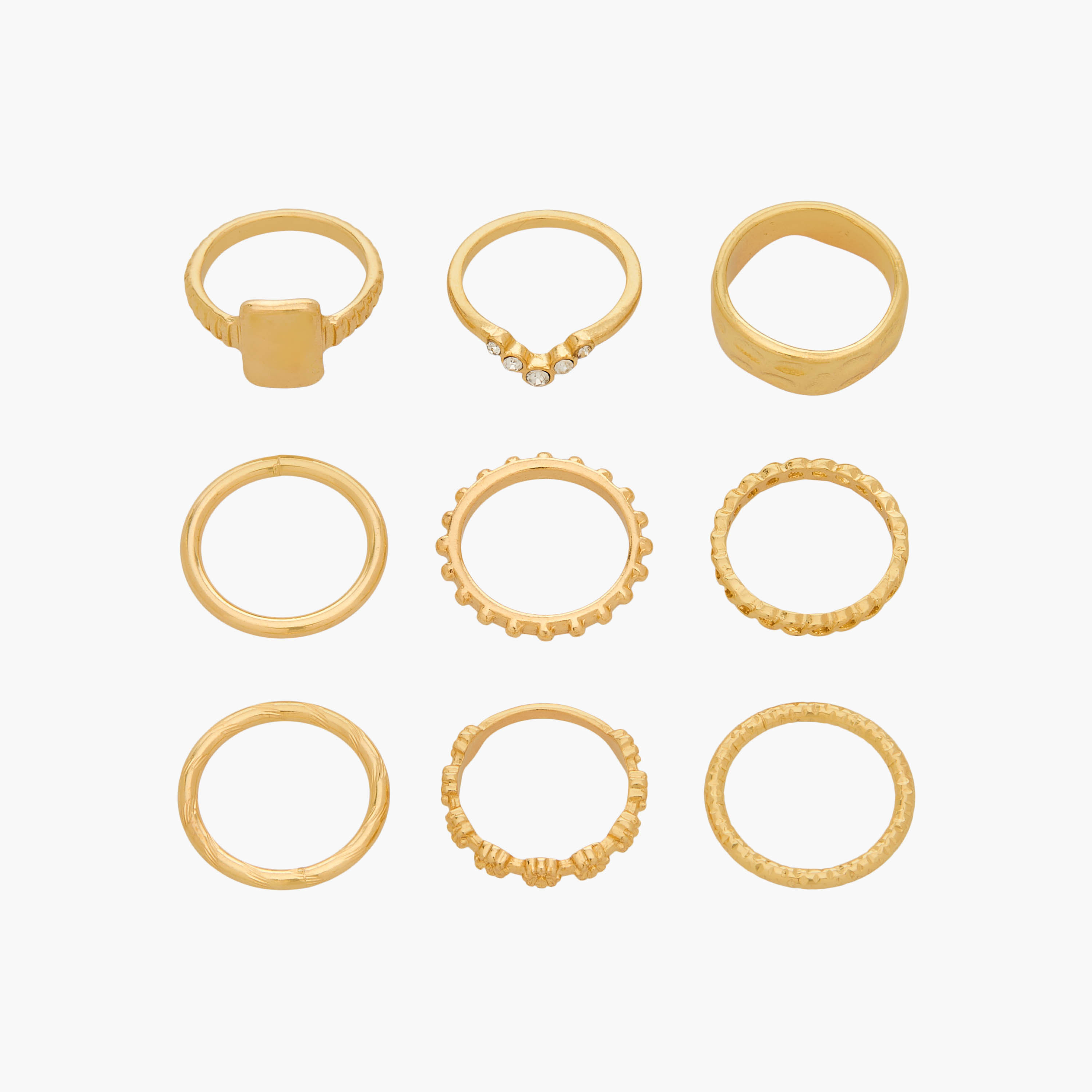 9-Piece Ring Sets Gold Tone