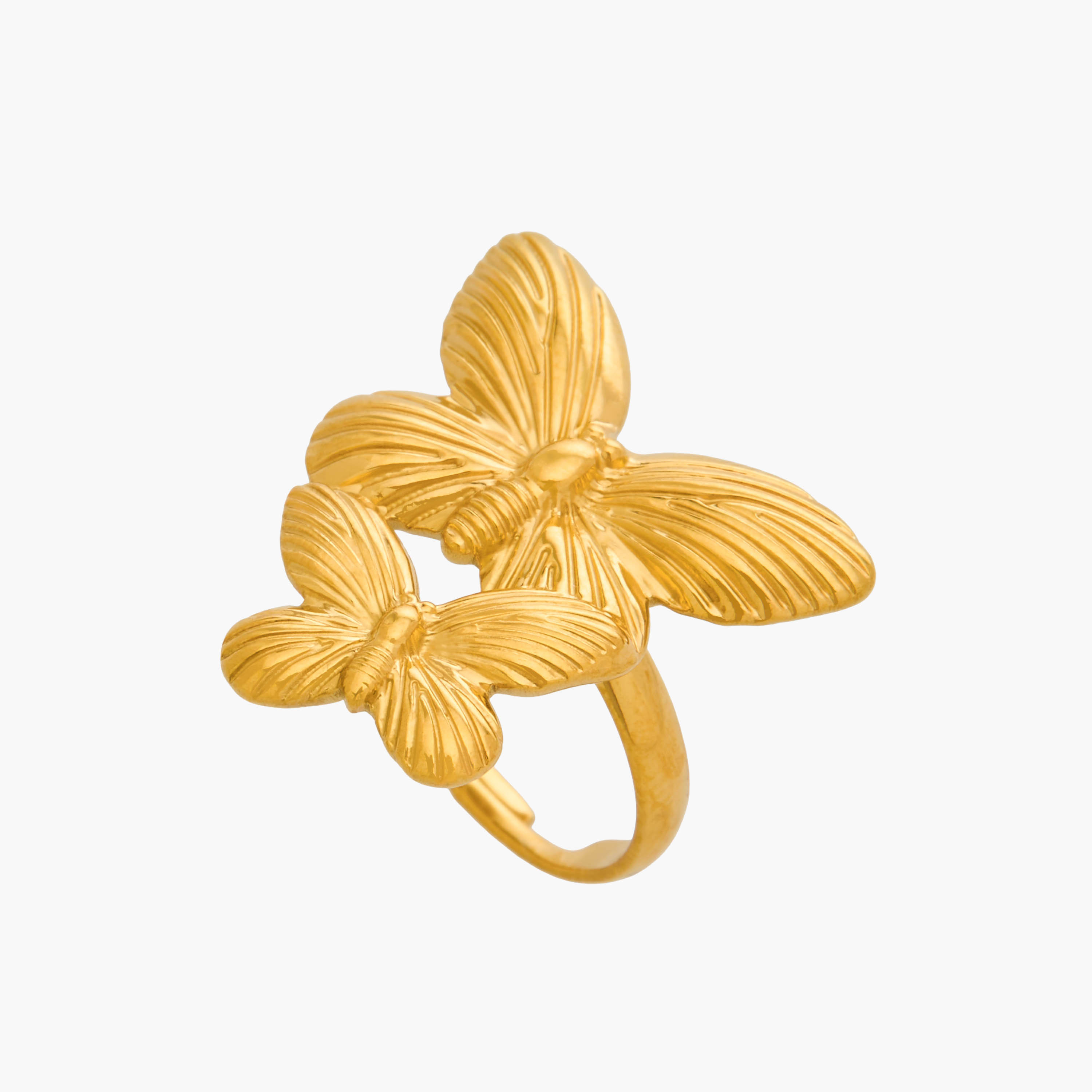 Butterfly Accent Gold Tone Ring