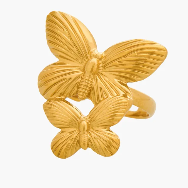 Butterfly Accent Gold Tone Ring – image 4