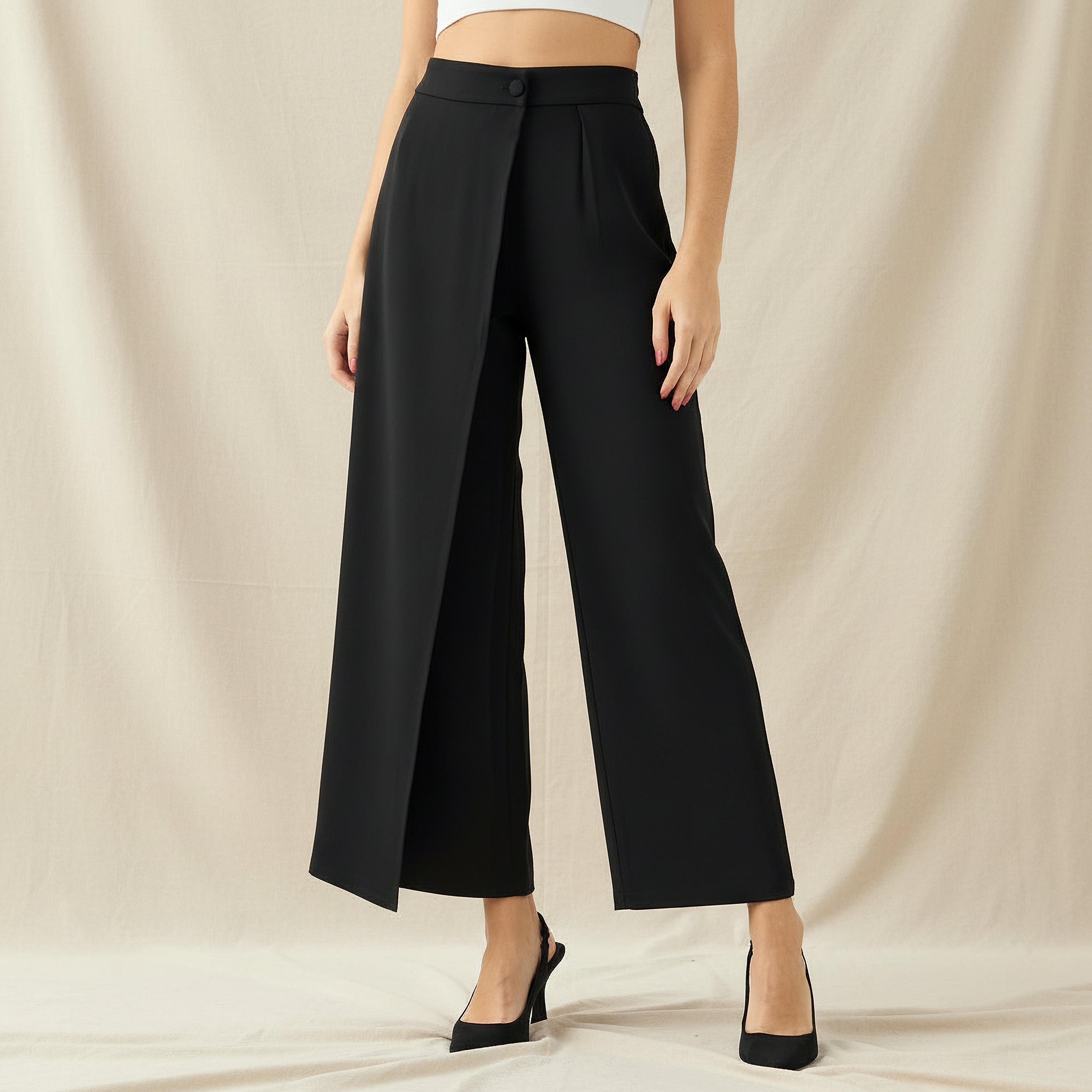 Straight Fit Cropped Wrap Pants
