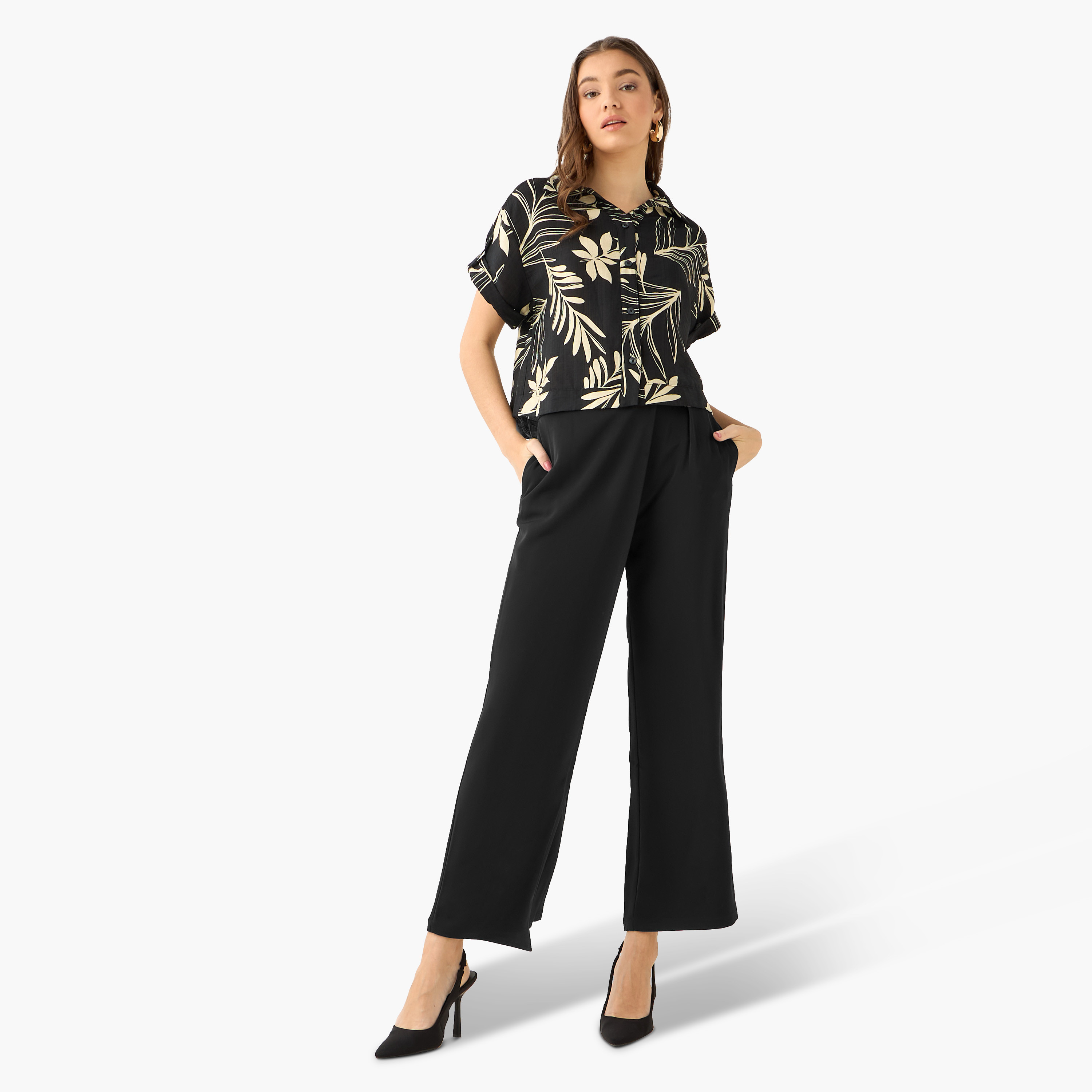 Iconic Straight Fit Button Waist Wrap Pants