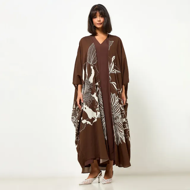 Floral Print A-line Midi Dress & Shrug – image 2