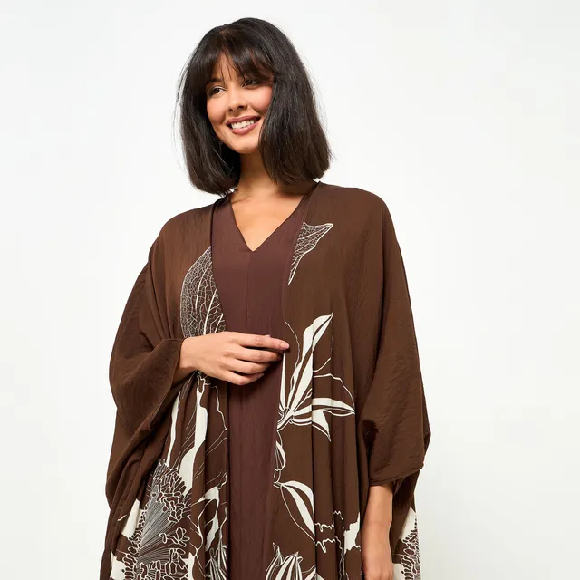 Floral Print A-line Midi Dress & Shrug – image 6