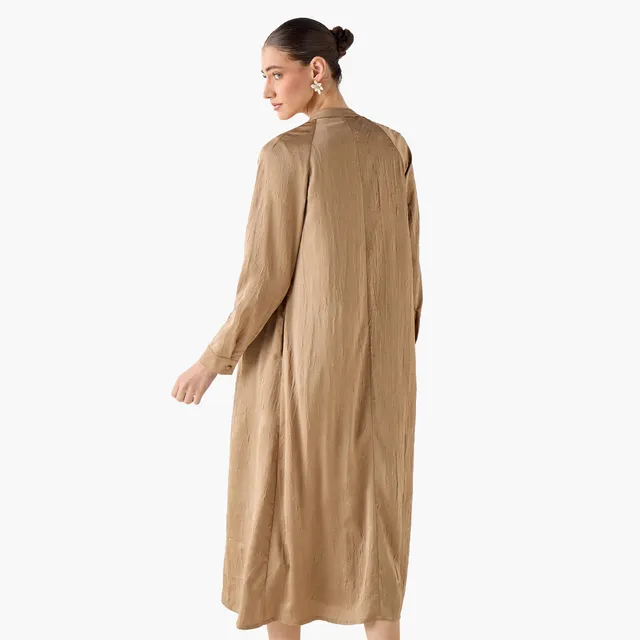 Pleated A-line Women Dress with Longline Shrug – image 4
