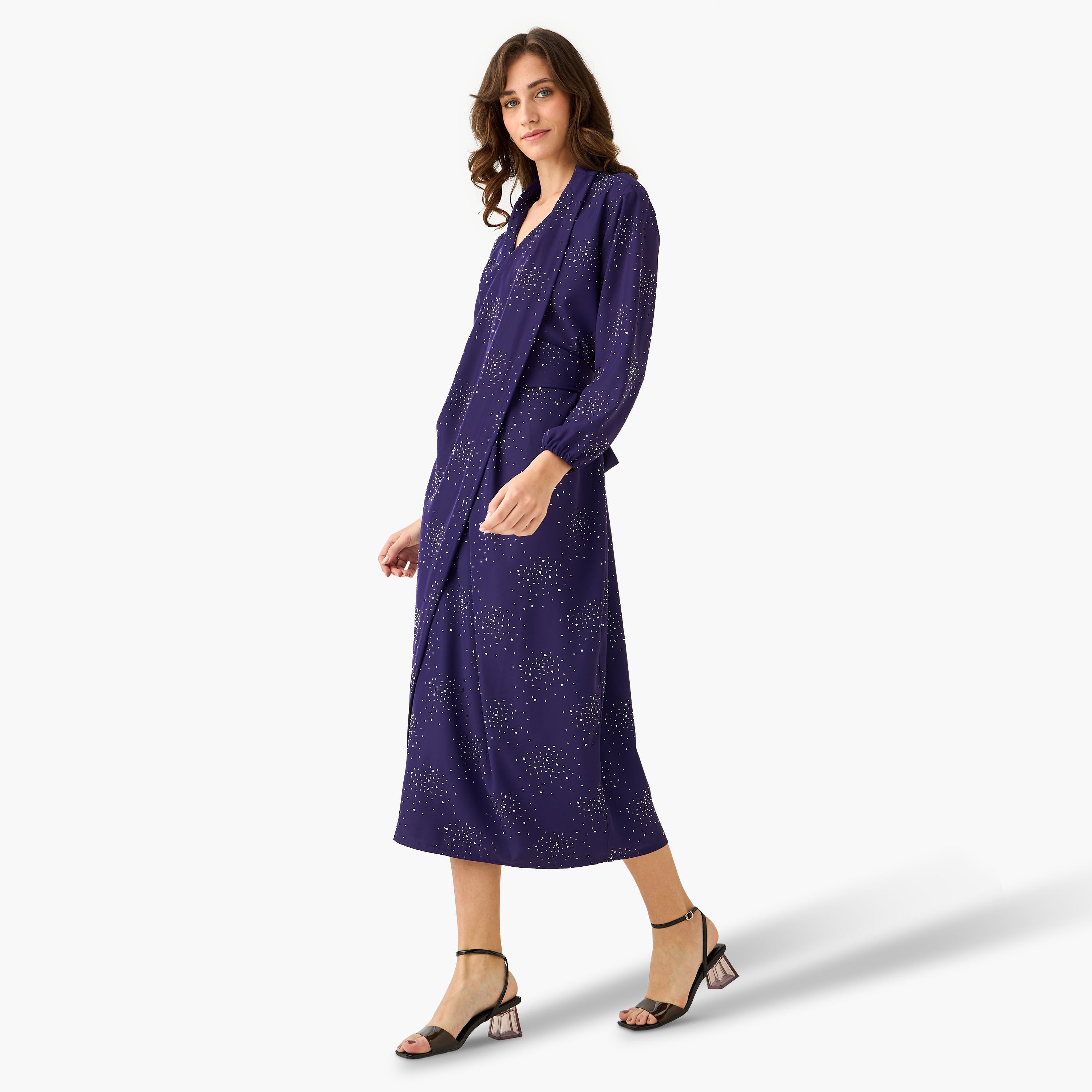 Iconic Wrap Midi Dress with Draped Pattern