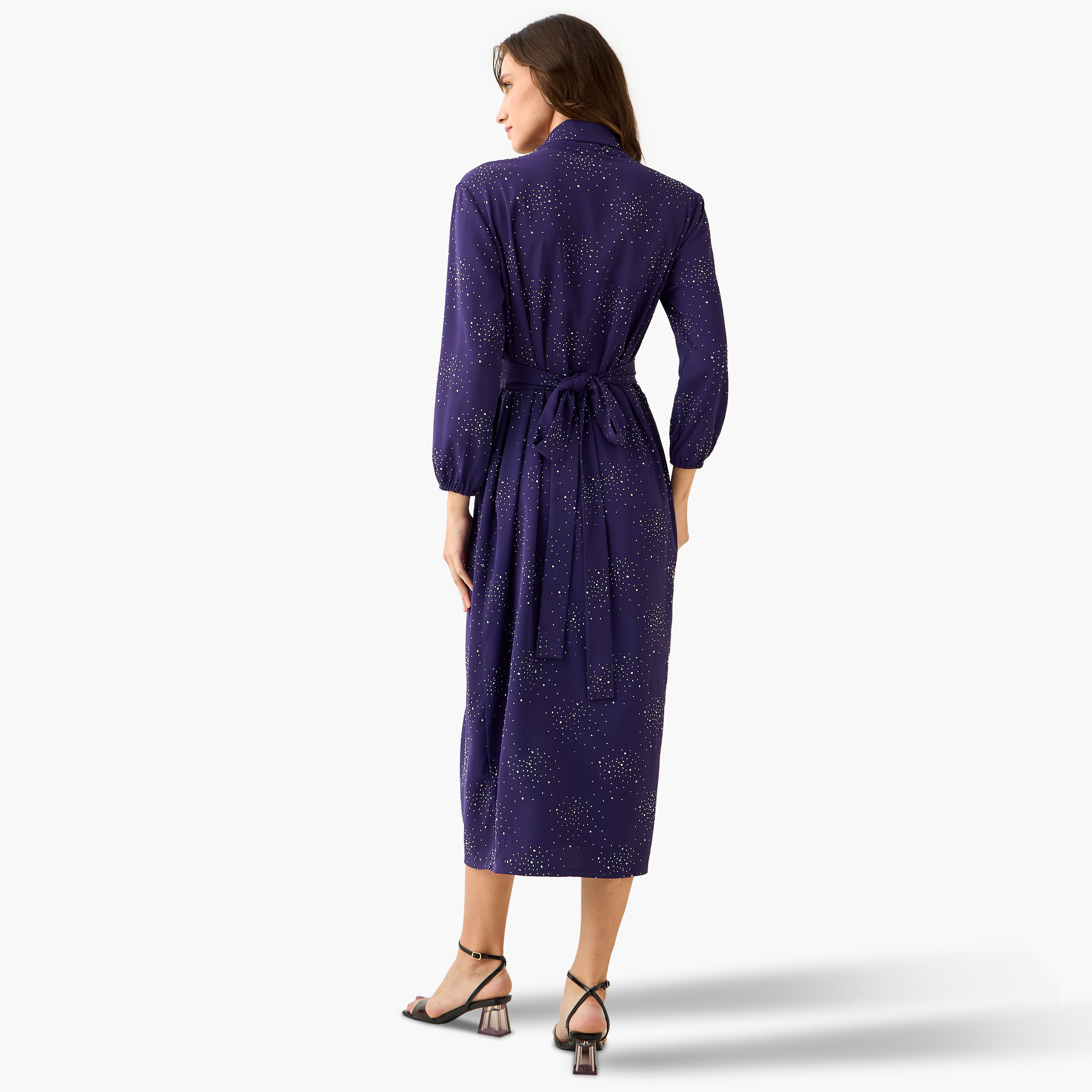 Iconic Wrap Midi Dress with Draped Pattern