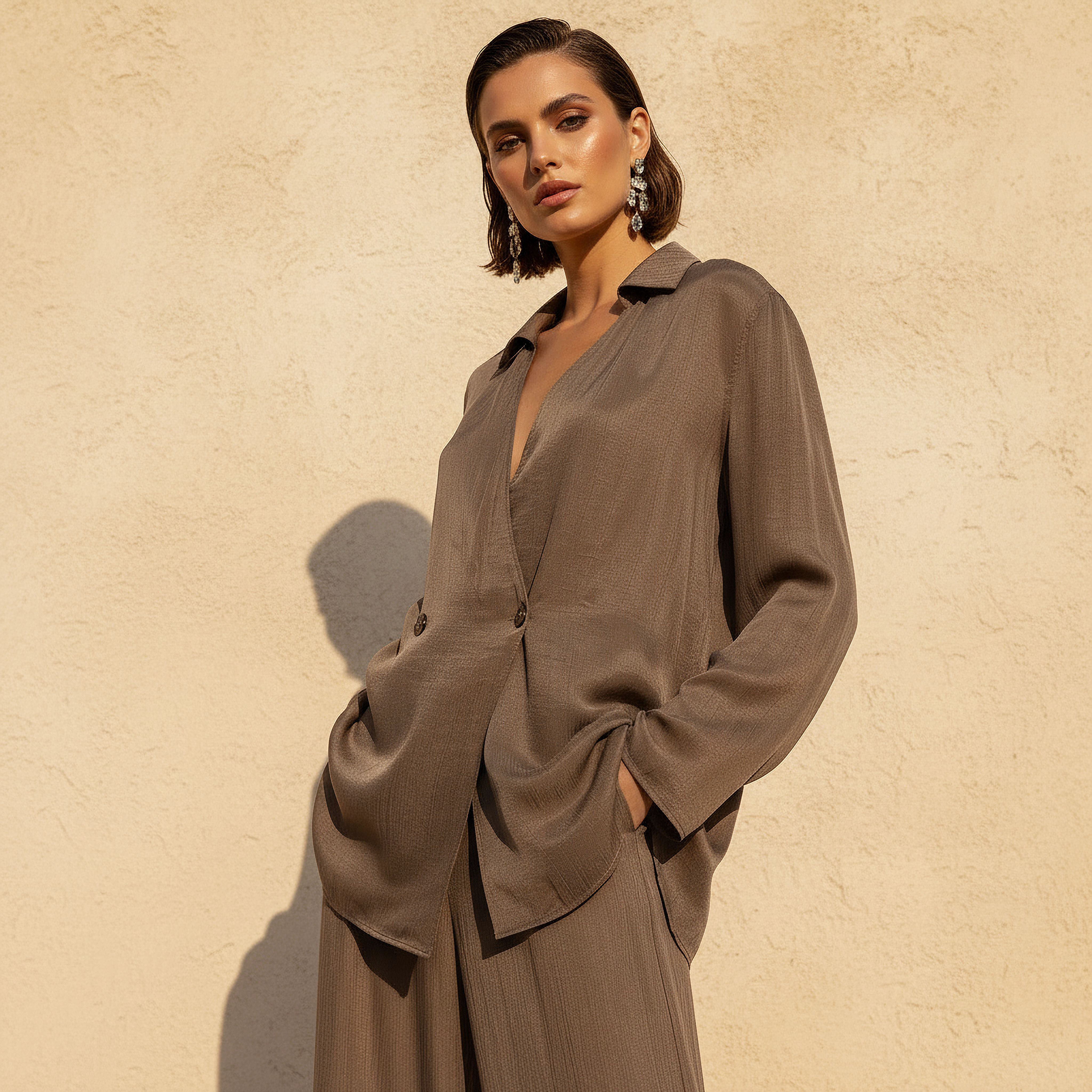 Notch Collar Wrap Top