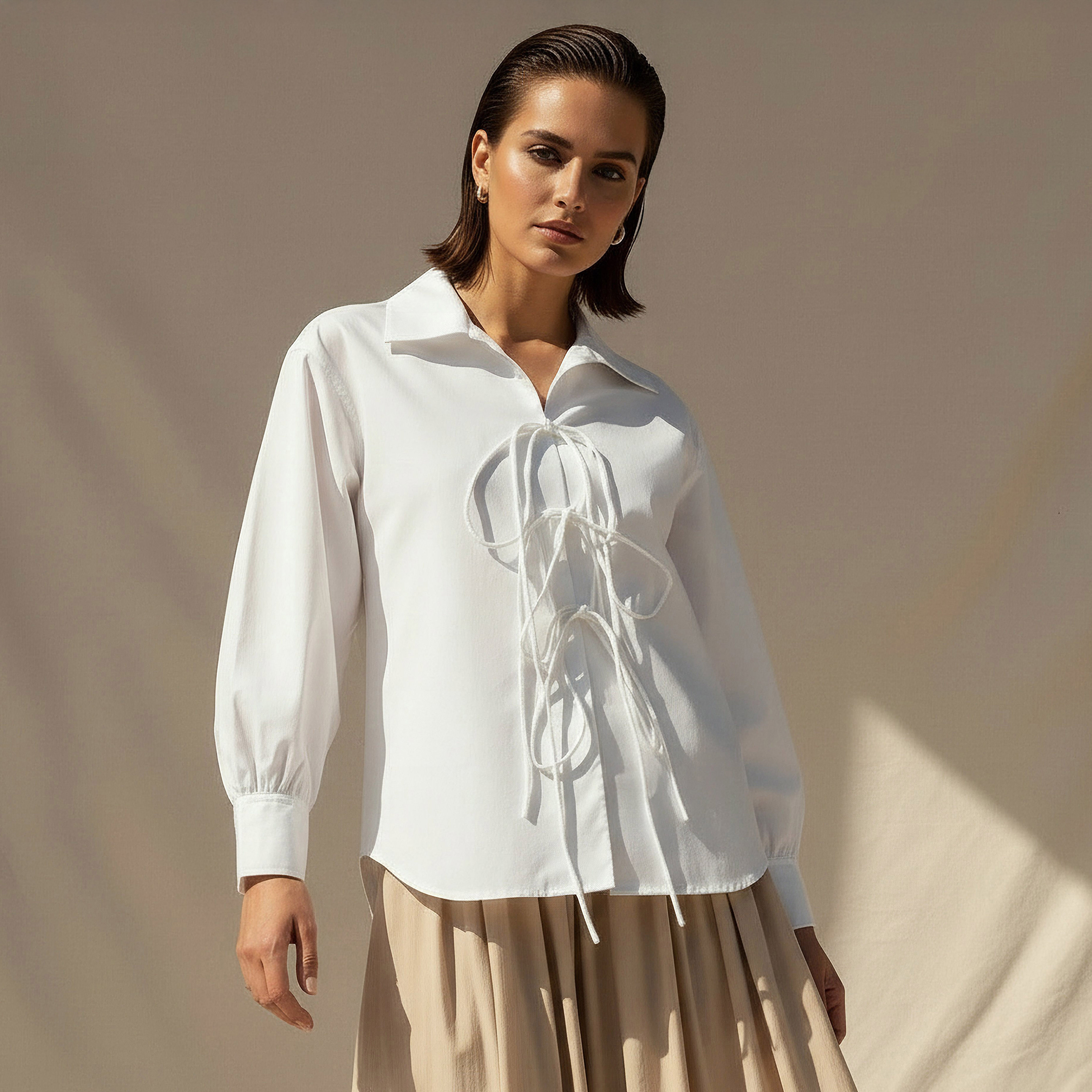 Relaxed Fit Cotton Tie-Up Shirt