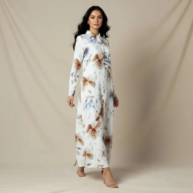 Iconic Trapeze Maxi Dress with Floral Print