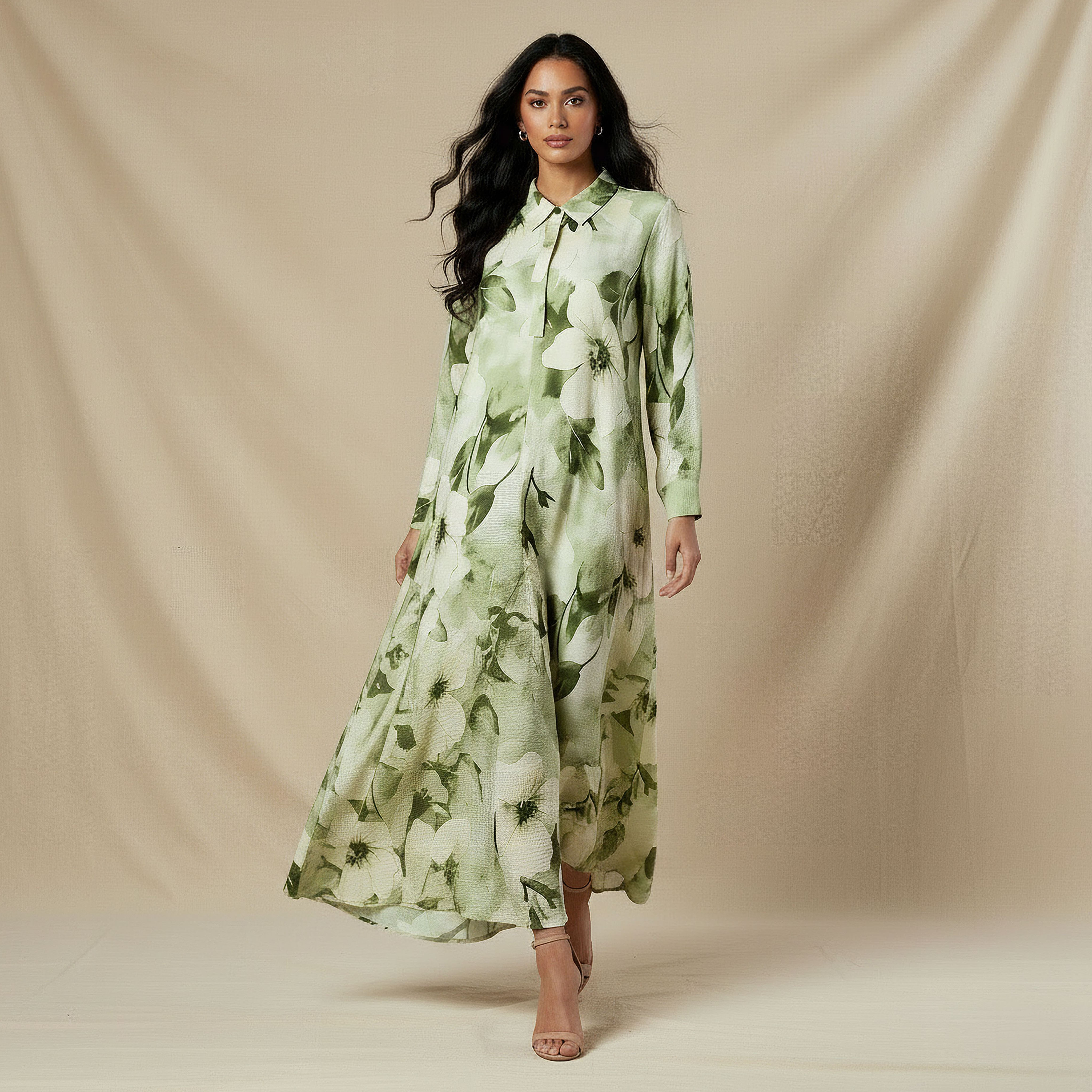 Iconic Trapeze Maxi Dress with Floral Print