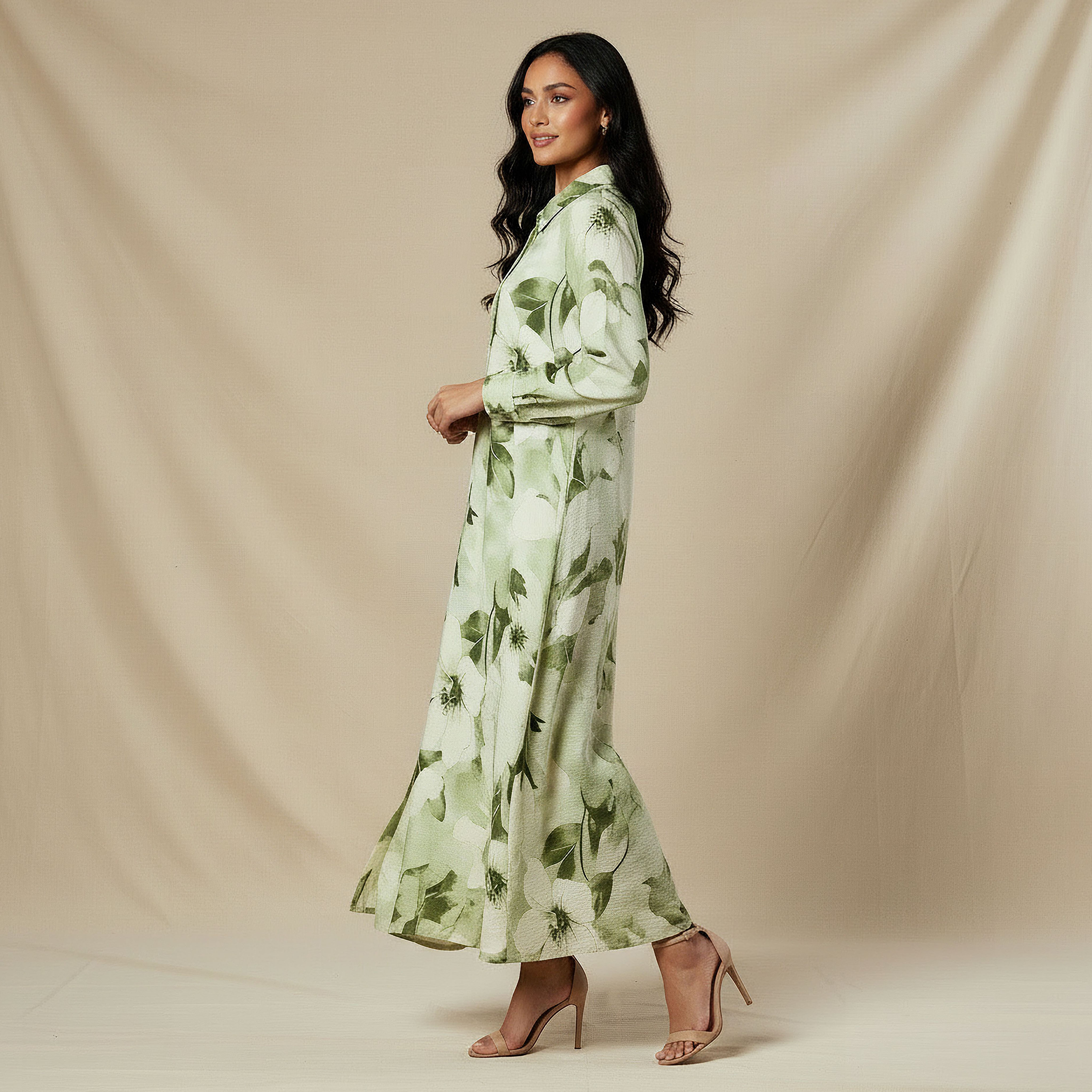 Iconic Trapeze Maxi Dress with Floral Print