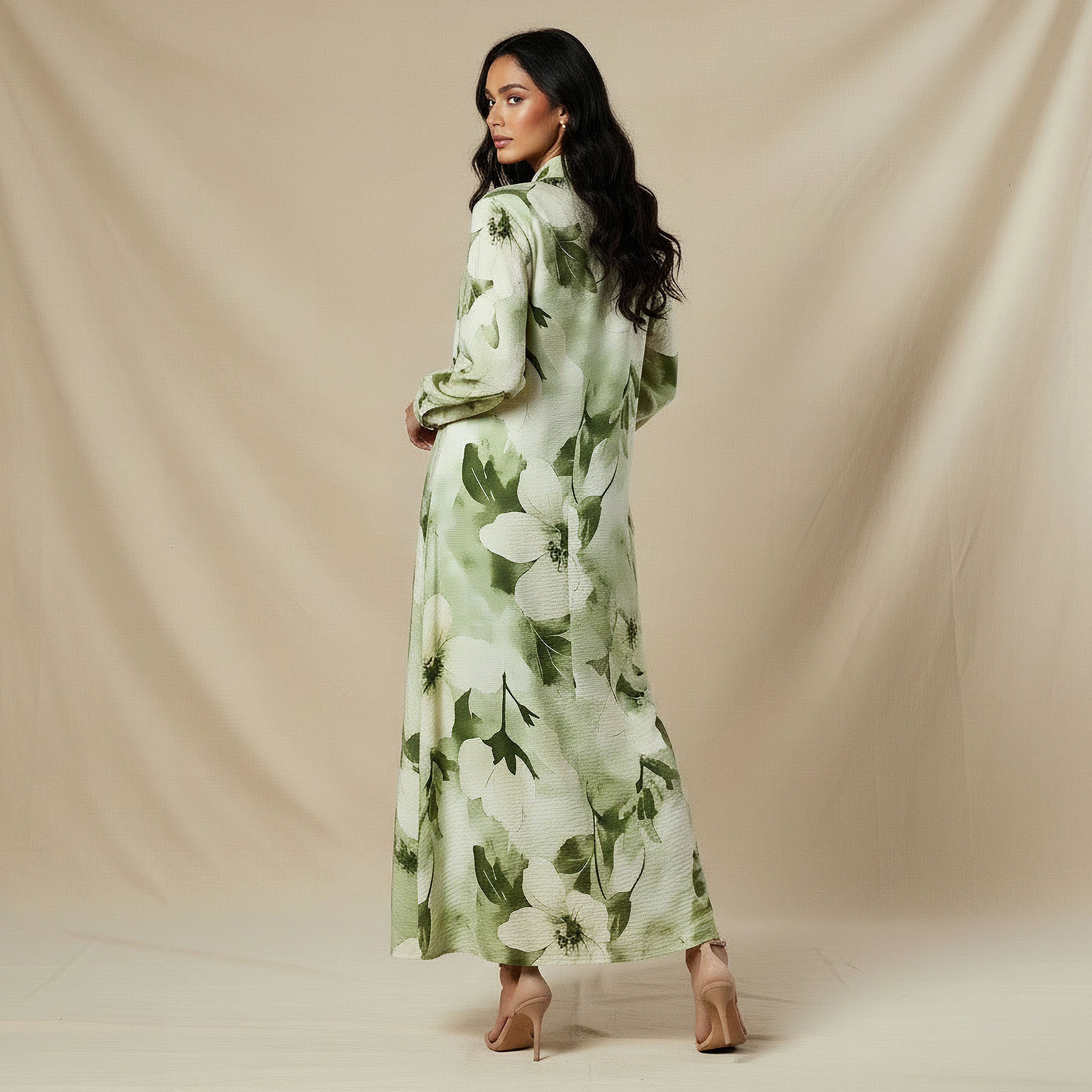 Iconic Trapeze Maxi Dress with Floral Print