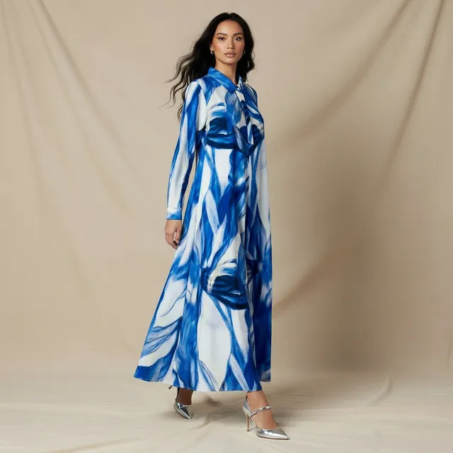 Iconic Trapeze Maxi Dress with Floral Print