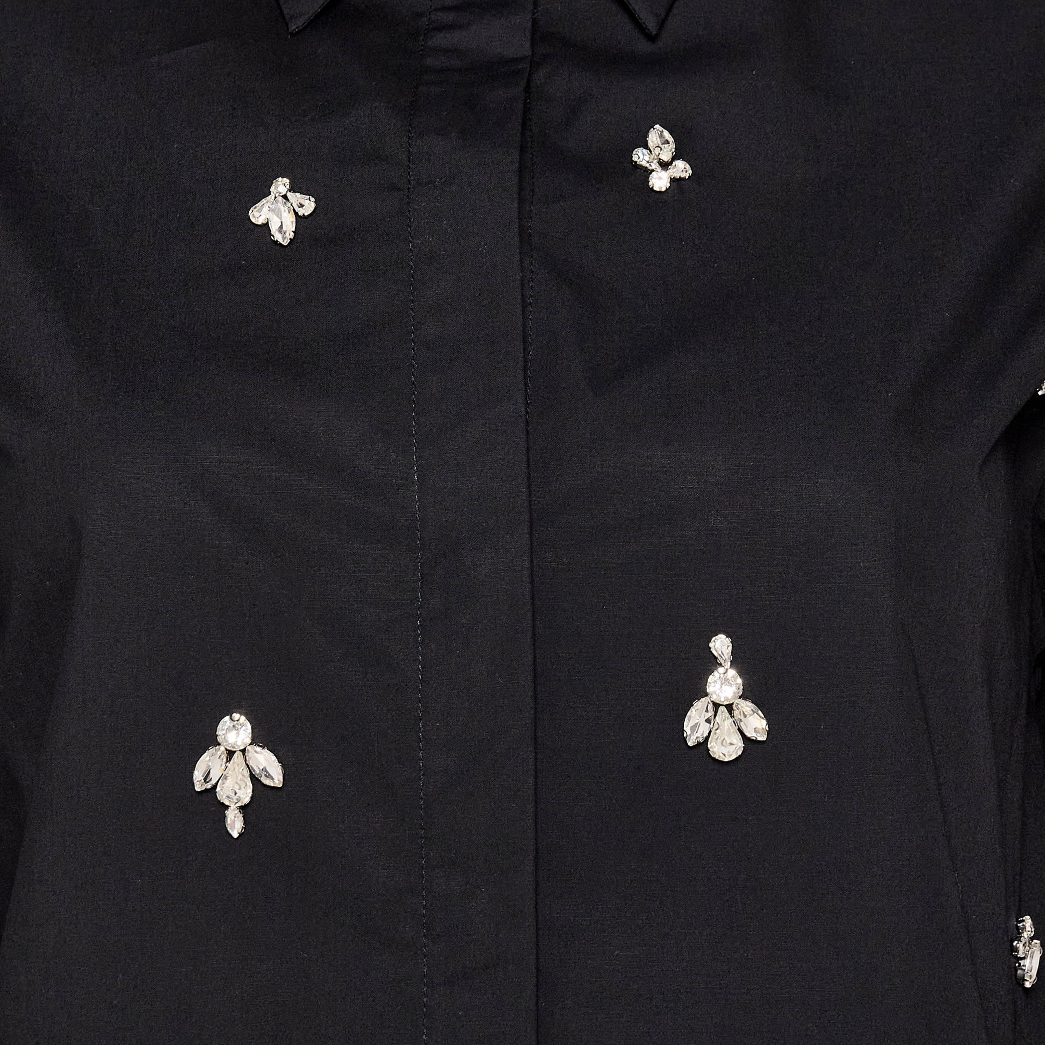 Iconic Relaxed Fit Cotton Shirt with Stone Embellishment