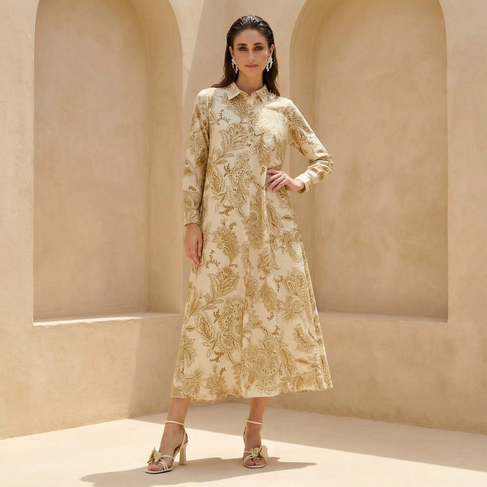 Iconic Printed Women Shirt Dress with Concealed Placket