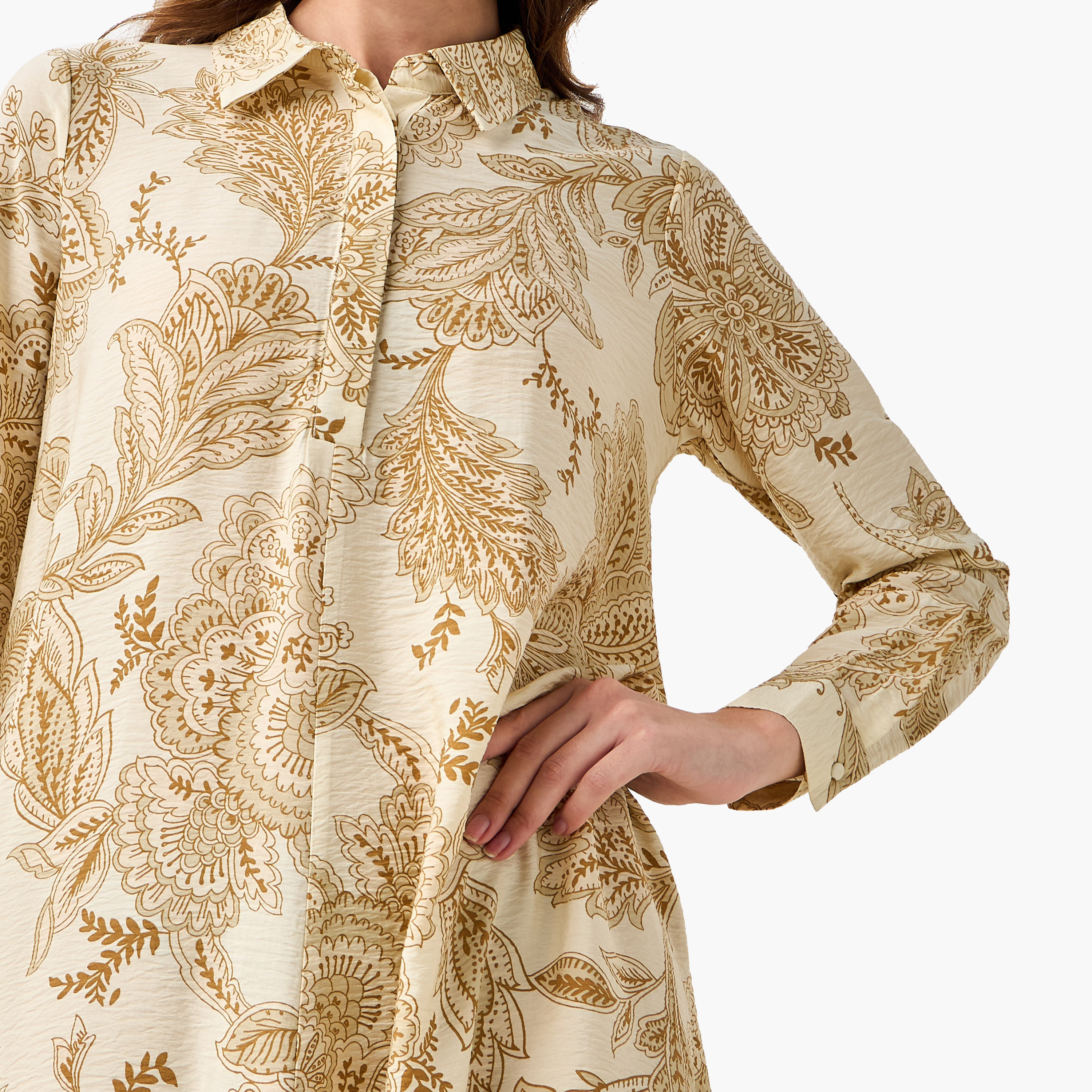 Iconic Printed Women Shirt Dress with Concealed Placket