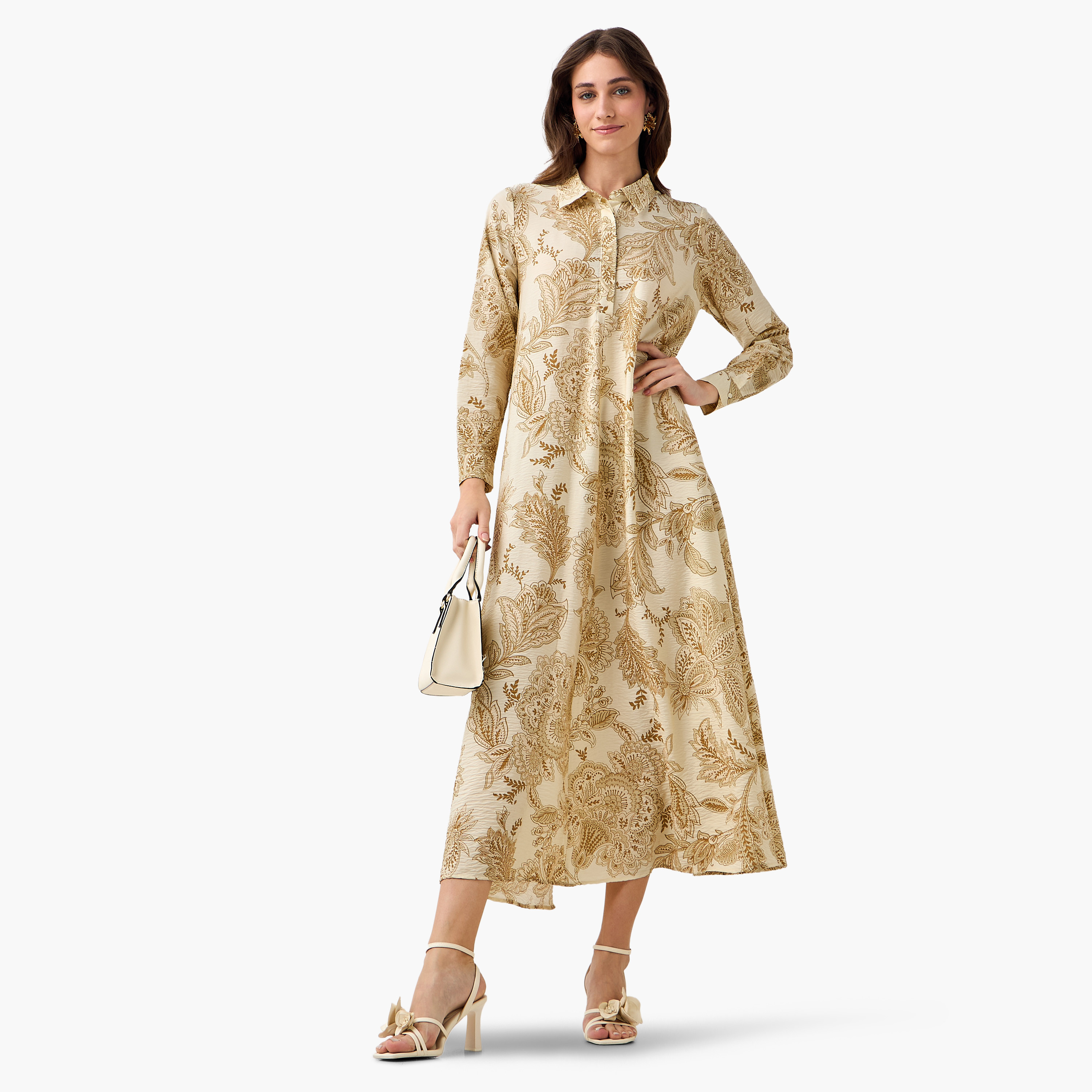 Iconic Printed Women Shirt Dress with Concealed Placket