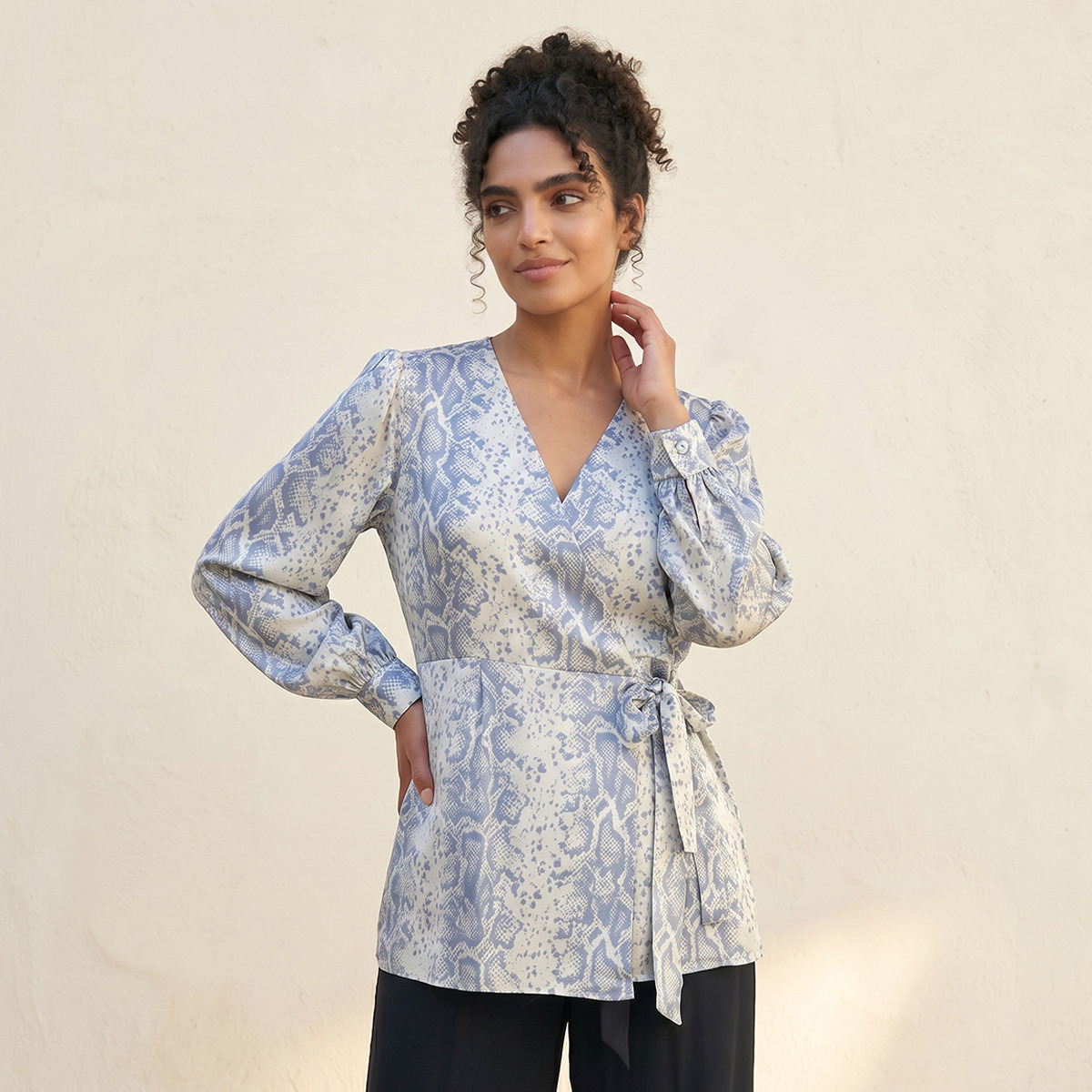 Splash Iconic Long Sleeves Wrap Top