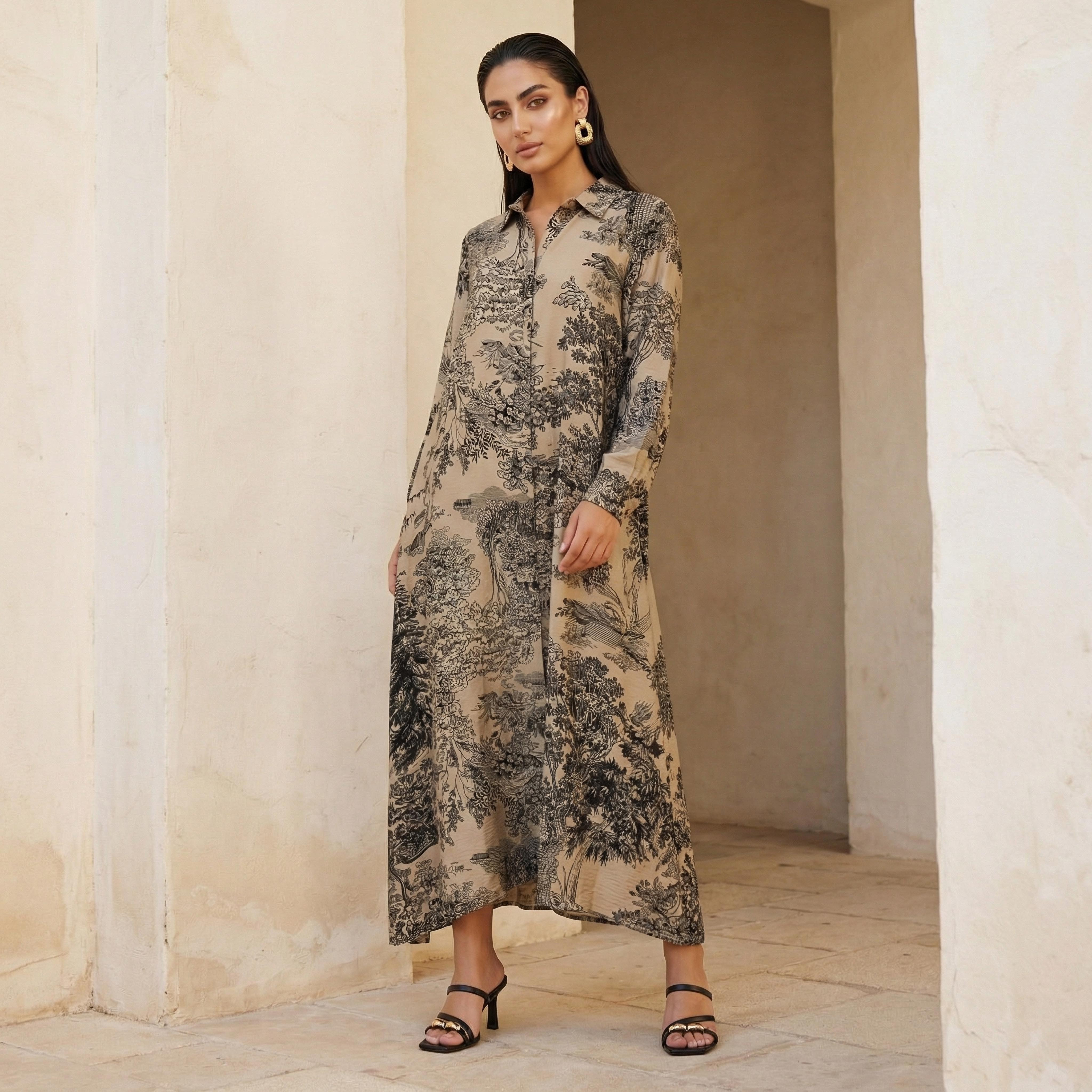 Splash Iconic Printed A-line Dress with Concealed Placket