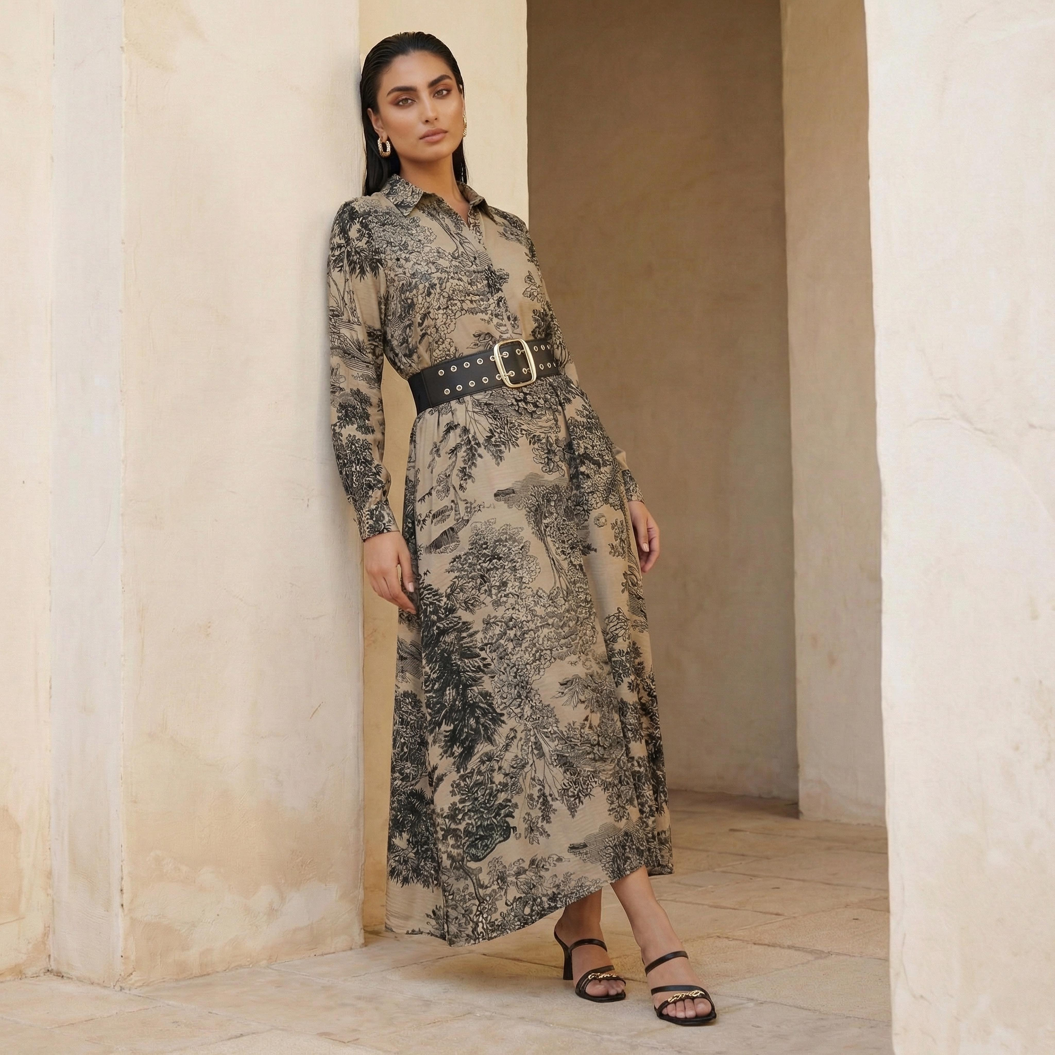 Splash Iconic Printed A-line Dress with Concealed Placket