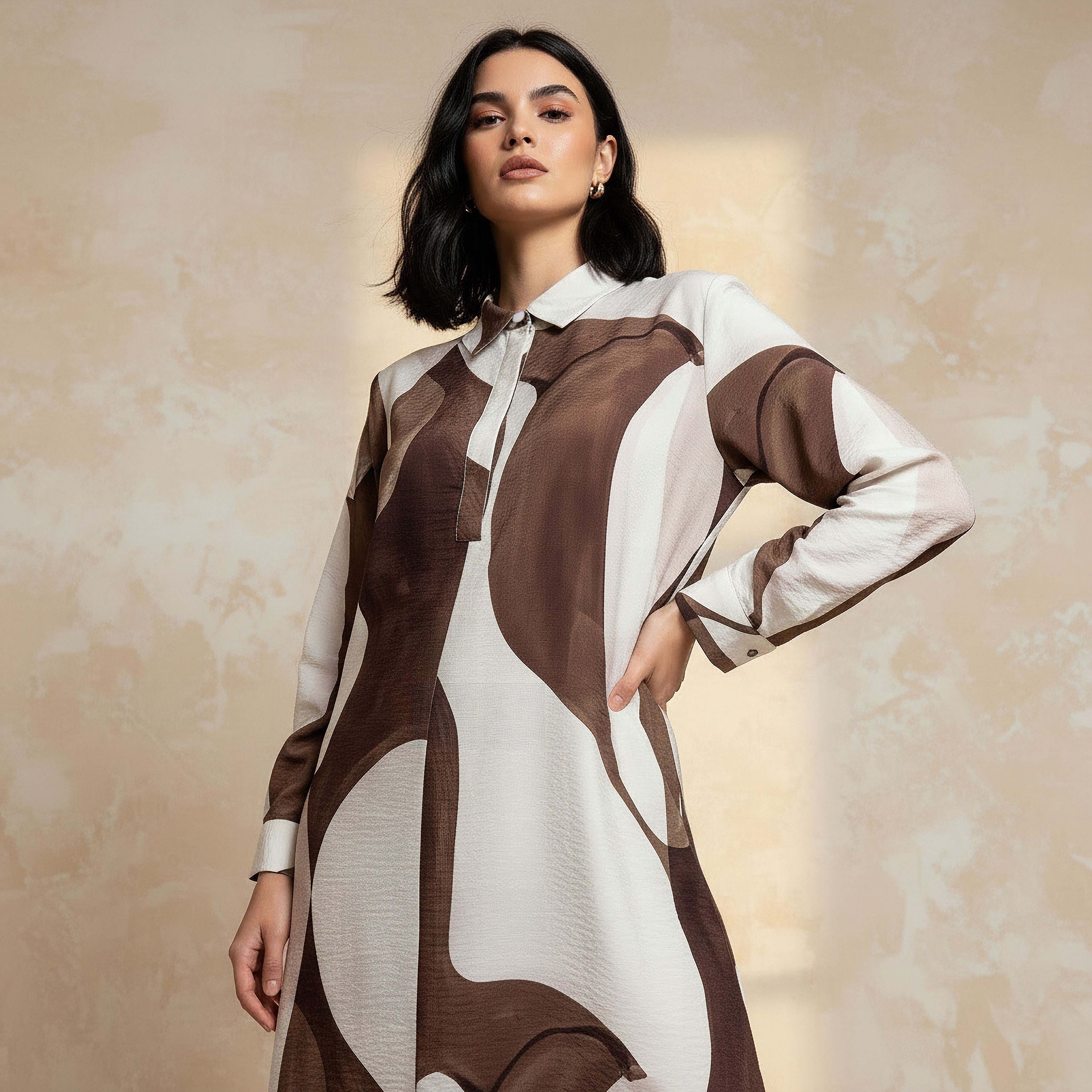 Splash Iconic Printed A-line Dress with Concealed Placket
