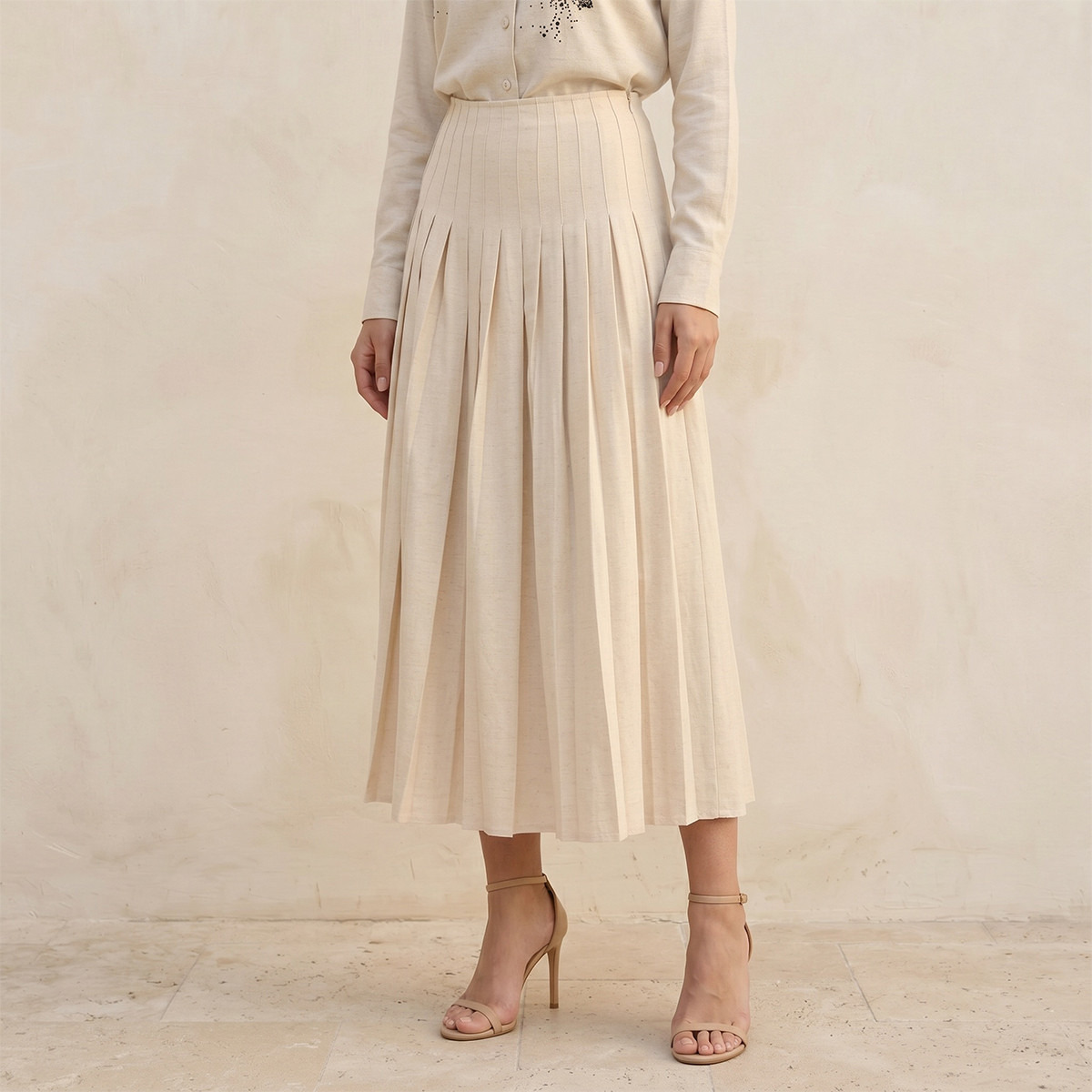 Midi Knife Pleat Skirt