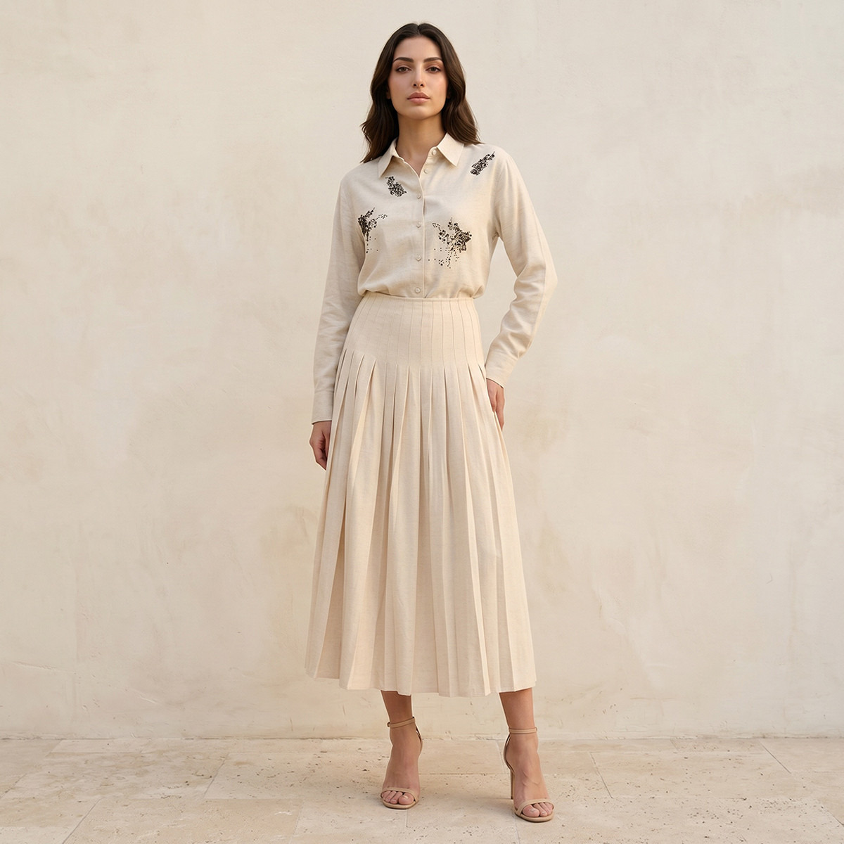 Iconic Midi Knife Pleat Skirt Zip Closure