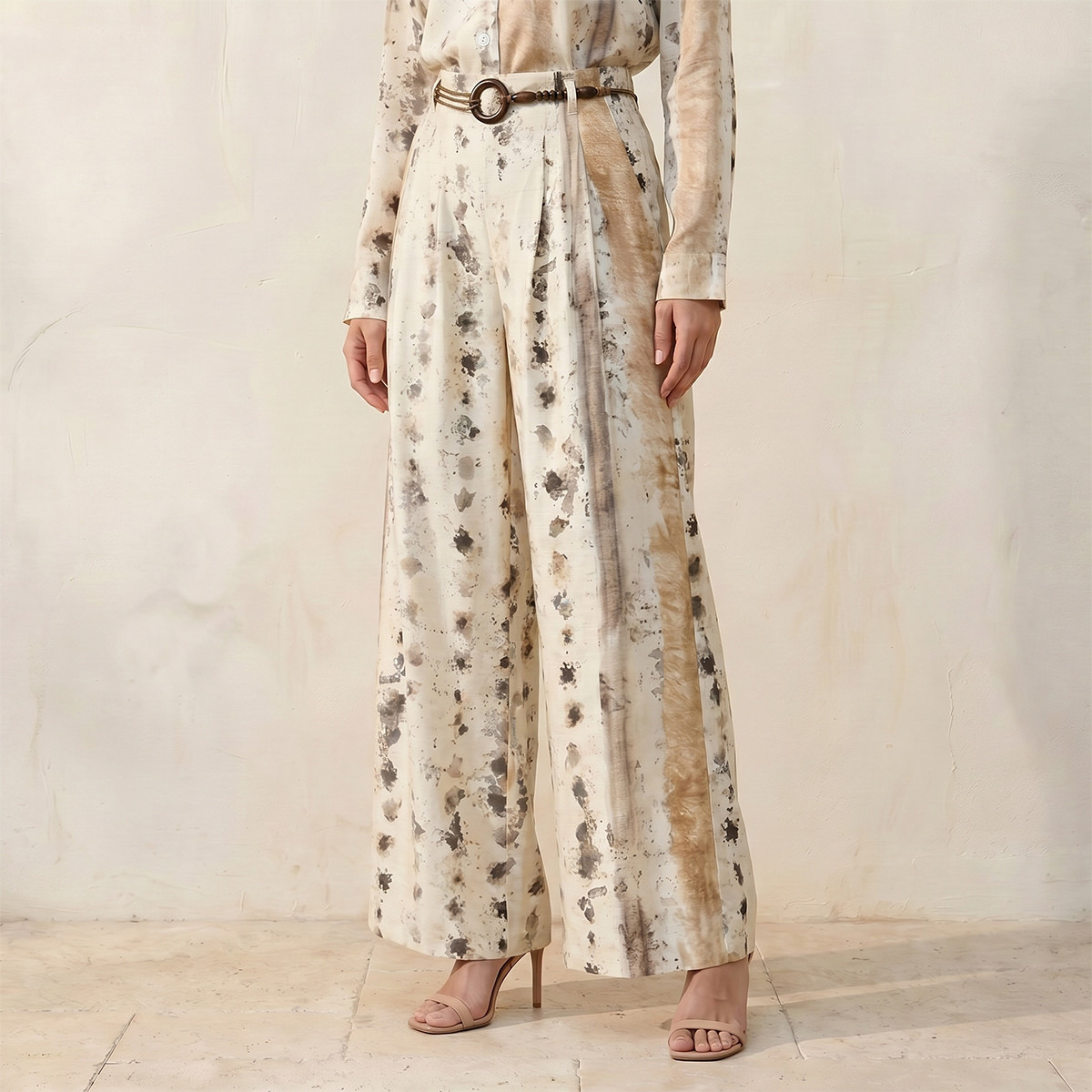 Splash Iconic Printed Wide Leg Belted Pants