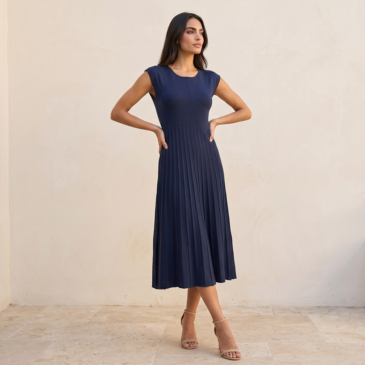 Splash Iconic Pleated A-line Midi Dress