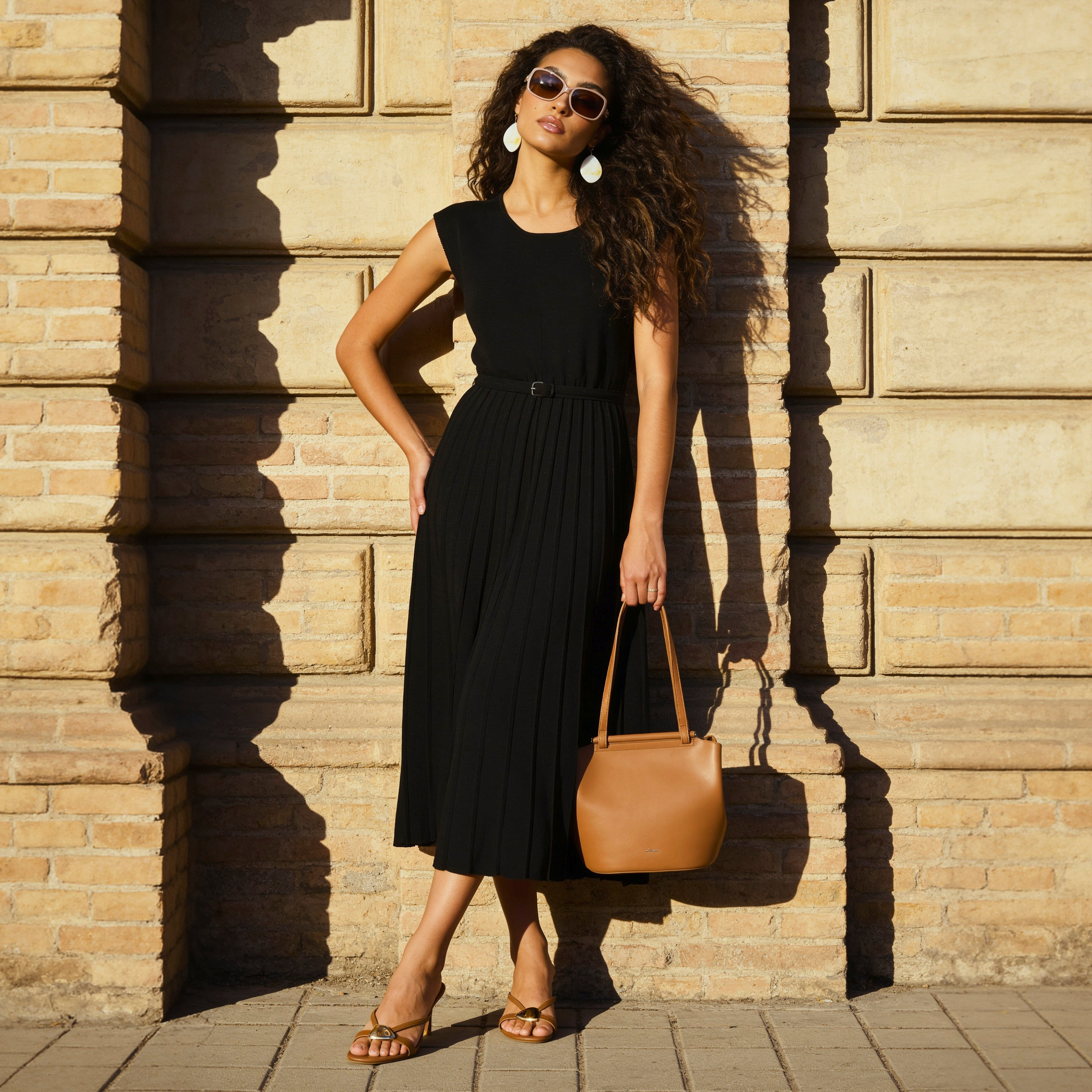 Splash Iconic Pleated A-line Midi Dress
