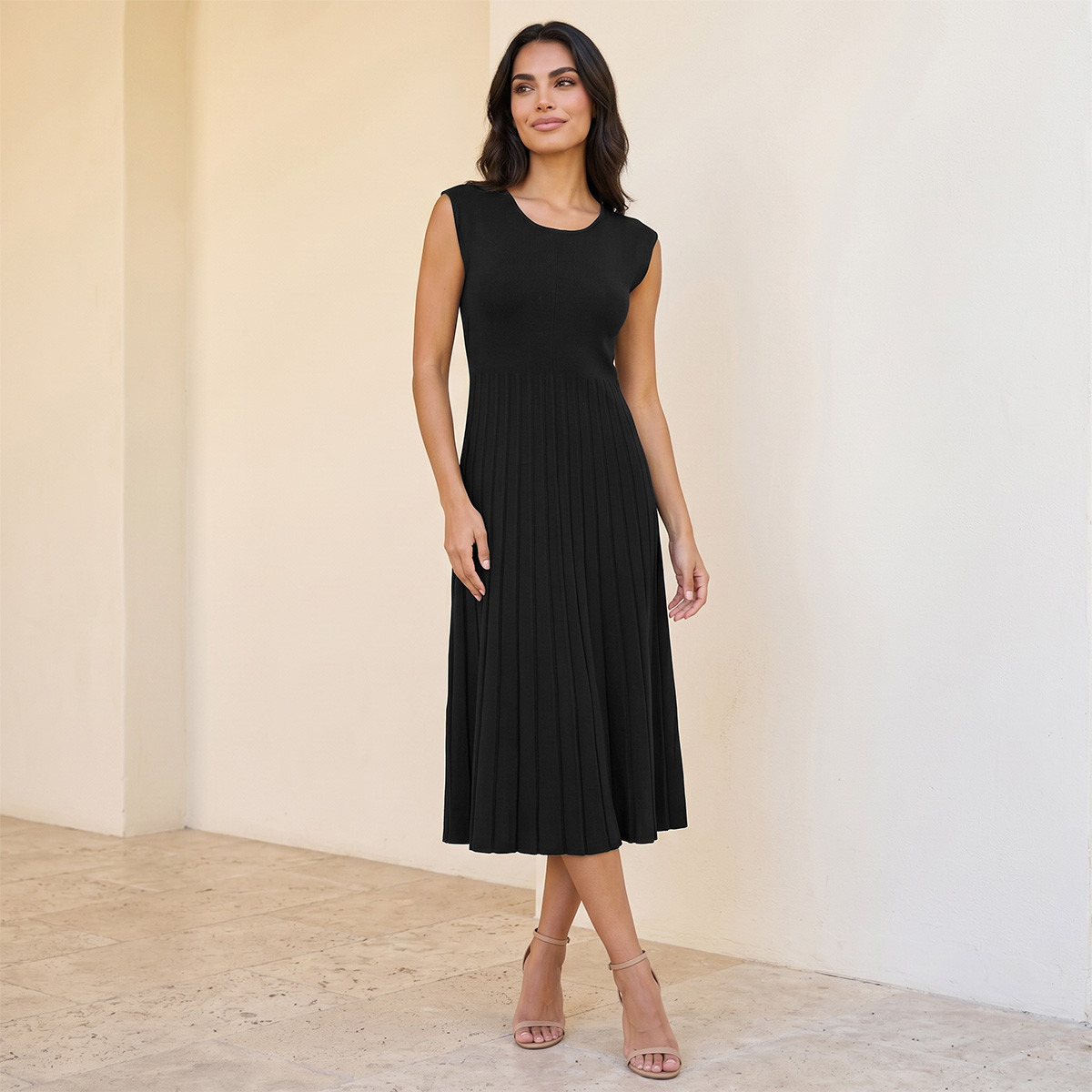 Splash Iconic Pleated A-line Midi Dress
