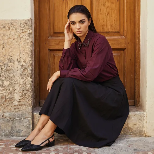 Splash Iconic Midi Length Cotton Panelled Skirt