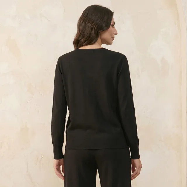 Splash Iconic Textured Round Neck Cardigan – image 4